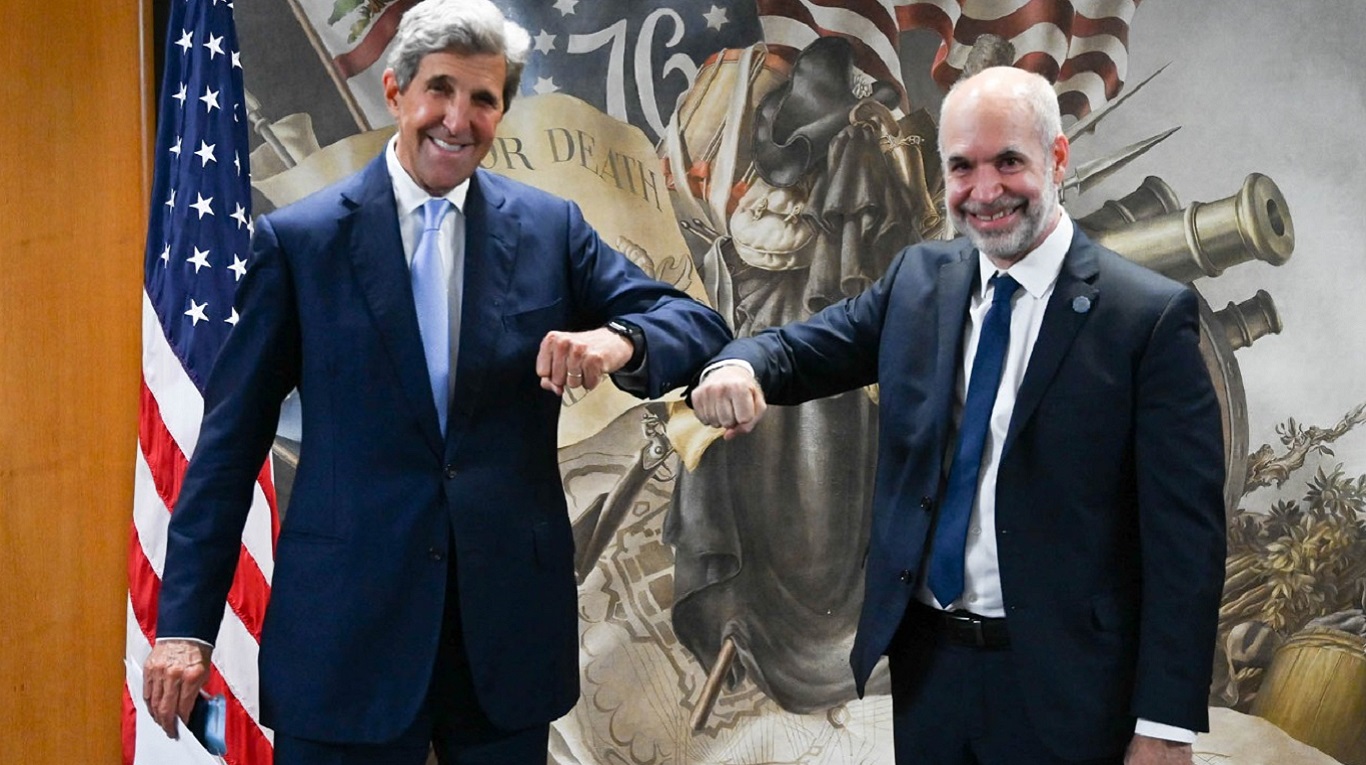 Rodríguez Larreta junto a Kerry en Washington. (Foto: Gobierno de la Ciudad de Buenos Aires)
