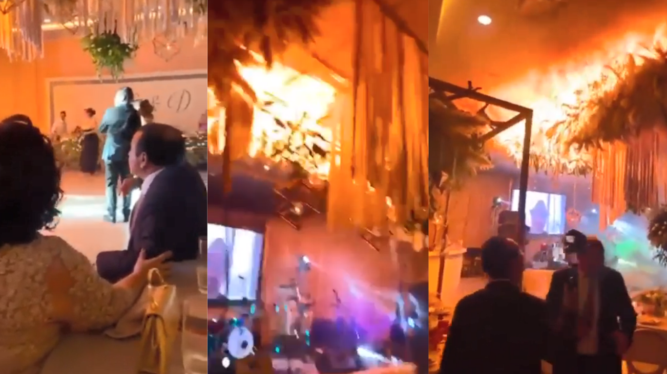 Terror en un casamiento: los fuegos artificiales provocaron un incendio y quedó todo registrado. Foto: Captura video Twitter @AbrahamMendozaF