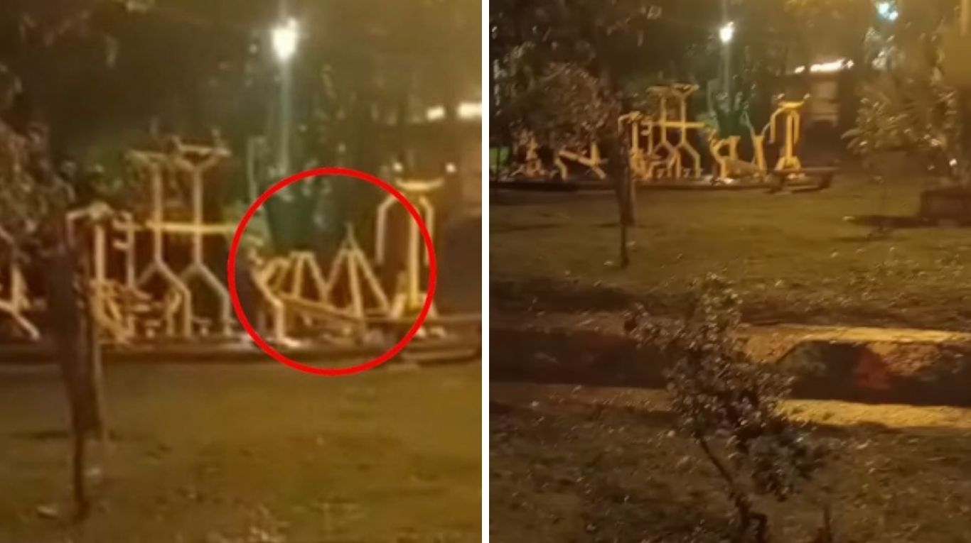 Un fantasma hizo ejercicio en un parque y el video se volvió viral