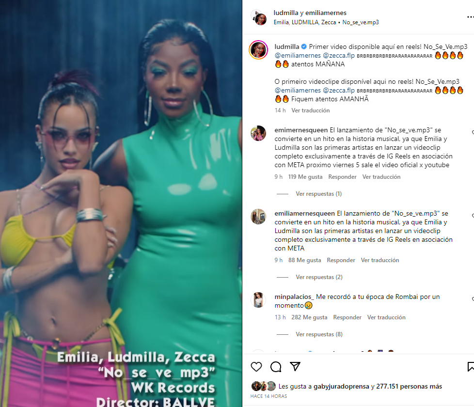 Emilia Mernes y Ludmilla hicieron historia: el primer video publicado como  Instagram Reels | TN