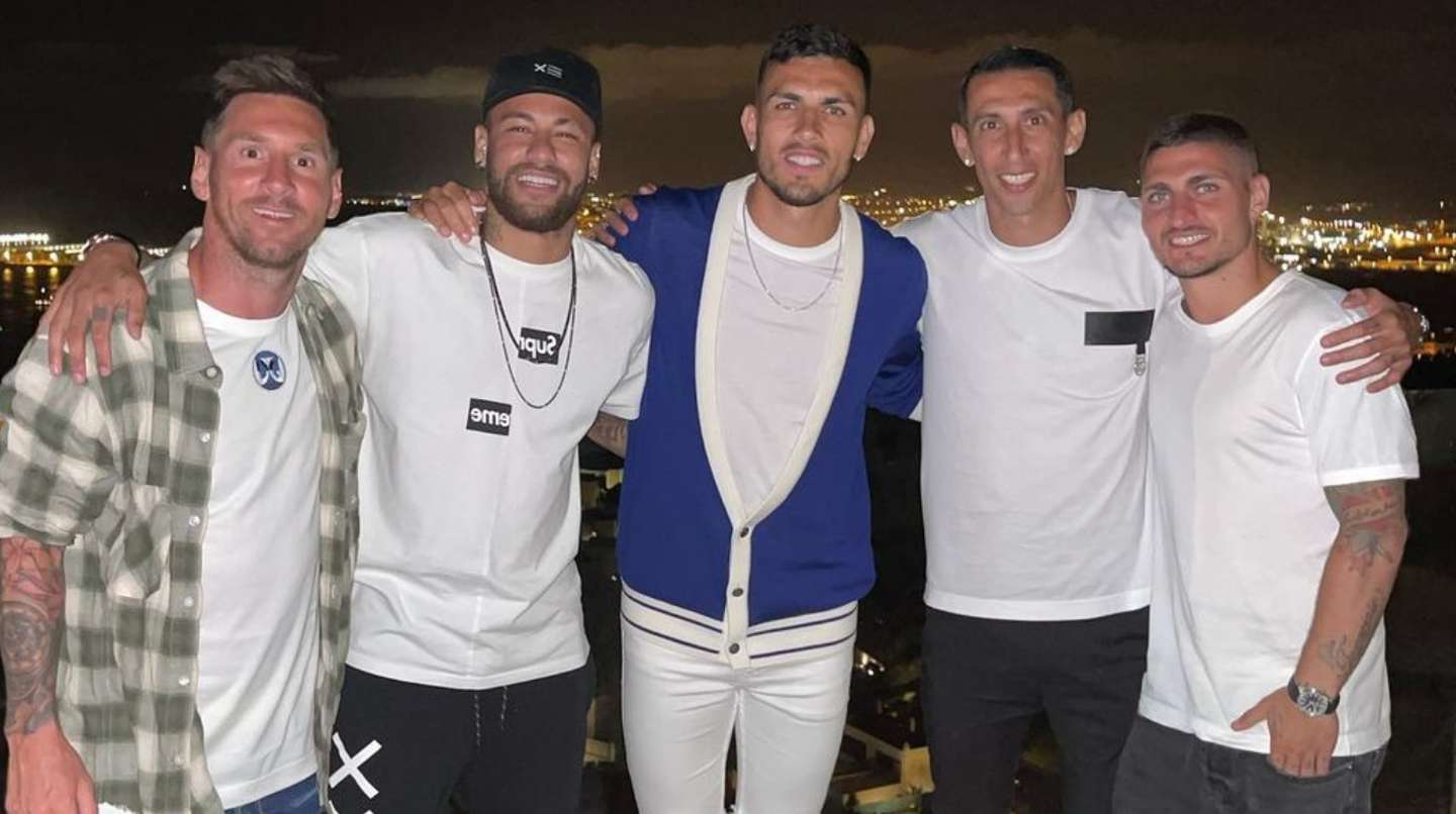 Messi, Neymar, Paredes, Di María y Verratti (Foto: Instagram/@angeldimariajm).