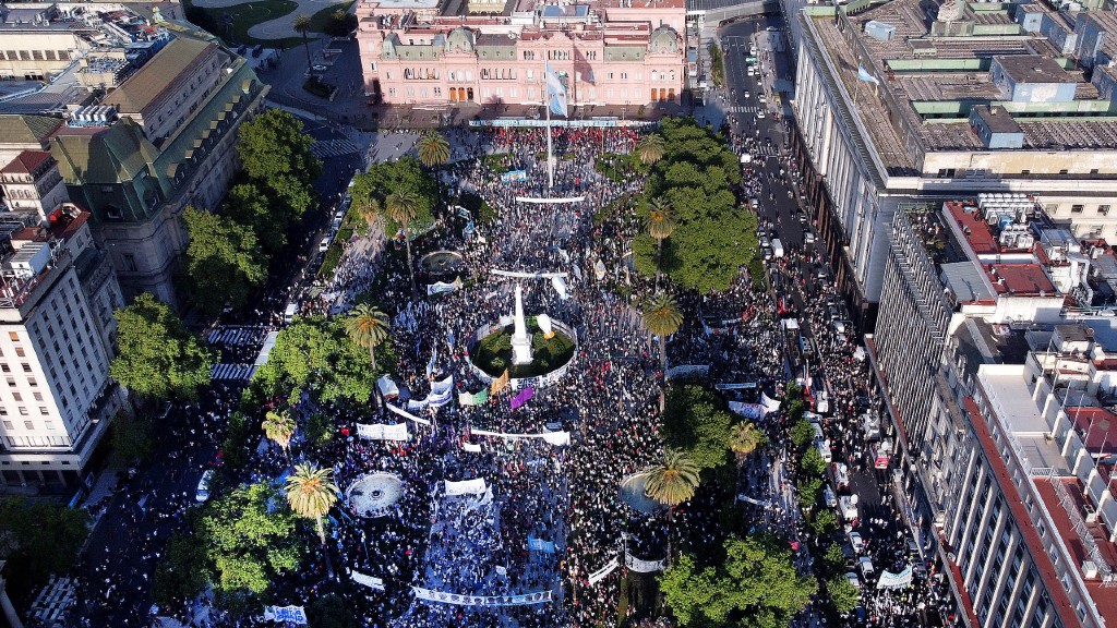 La movilización más importante se dio en la Plaza de Mayo. Foto: Télam