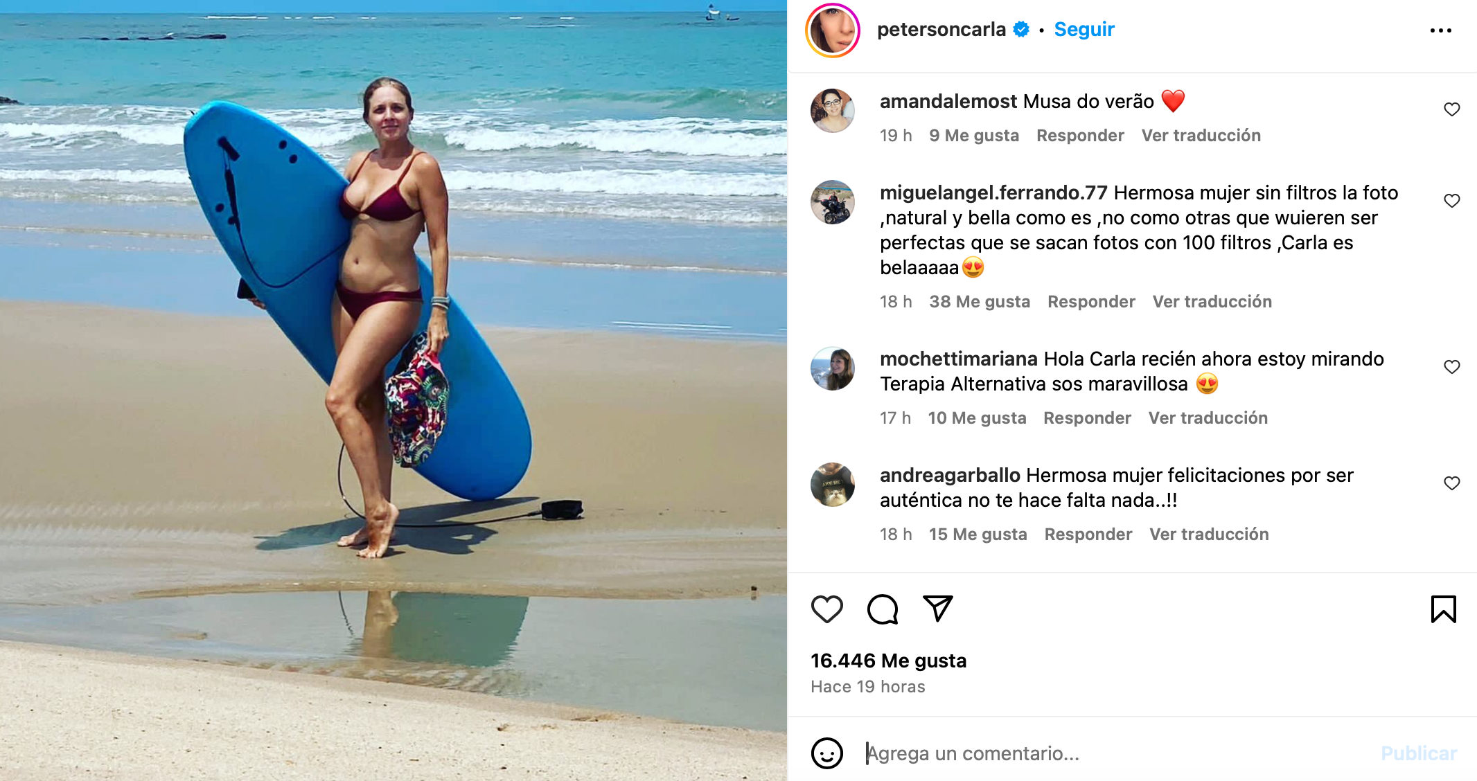 La foto en microbikini y sin filtros de Carla Peterson que causó furor |  eltrece