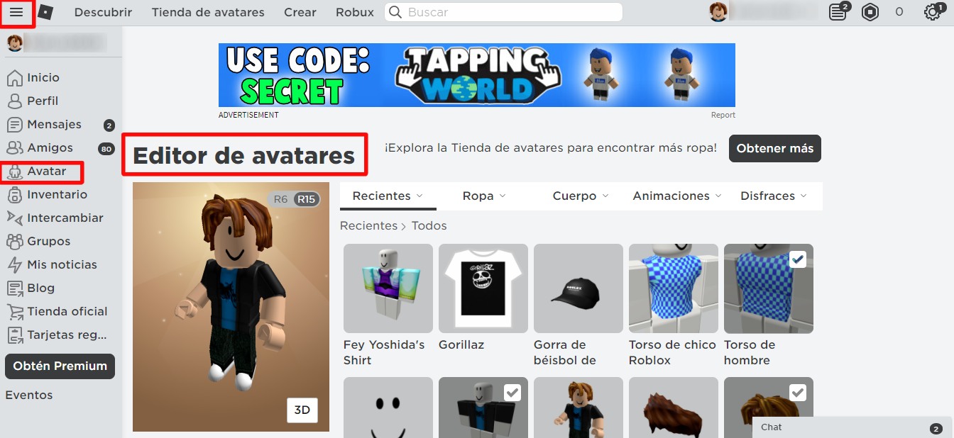 Cómo editar tu avatar en Roblox