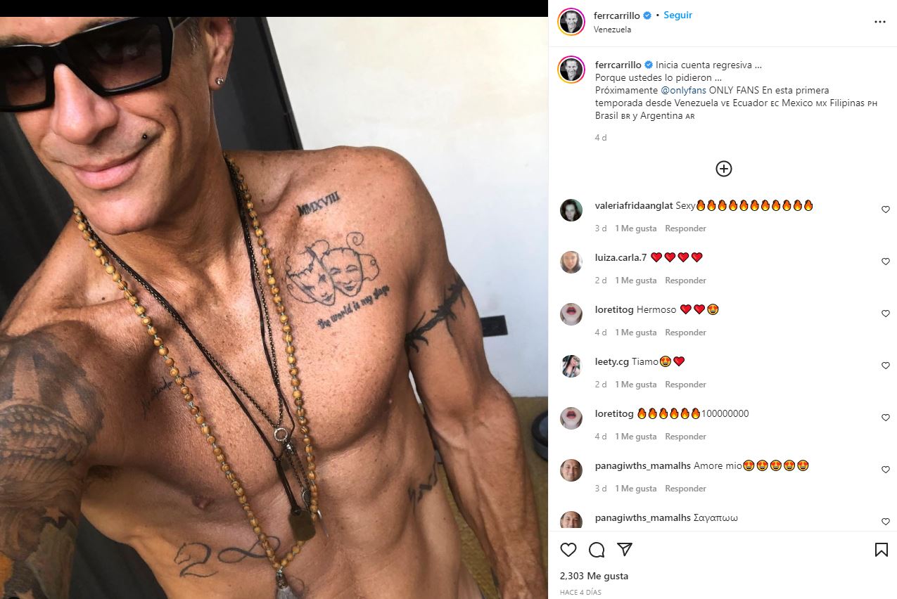 Fernando Carrillo abrió una cuenta de OnlyFans y vende fotos hot | TN