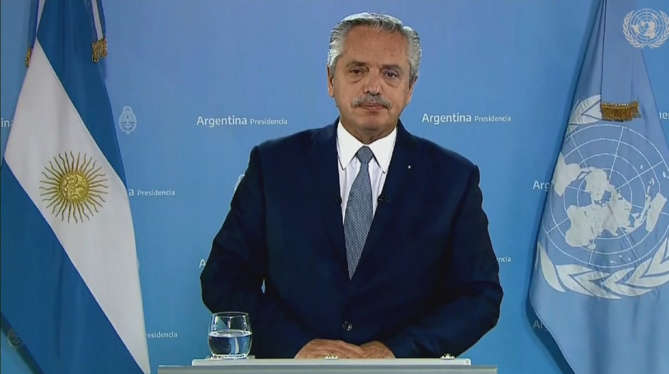 El presidente Alberto Fernández hablará este martes ante la Asamblea de las Naciones Unidas (Foto: Captura tn).