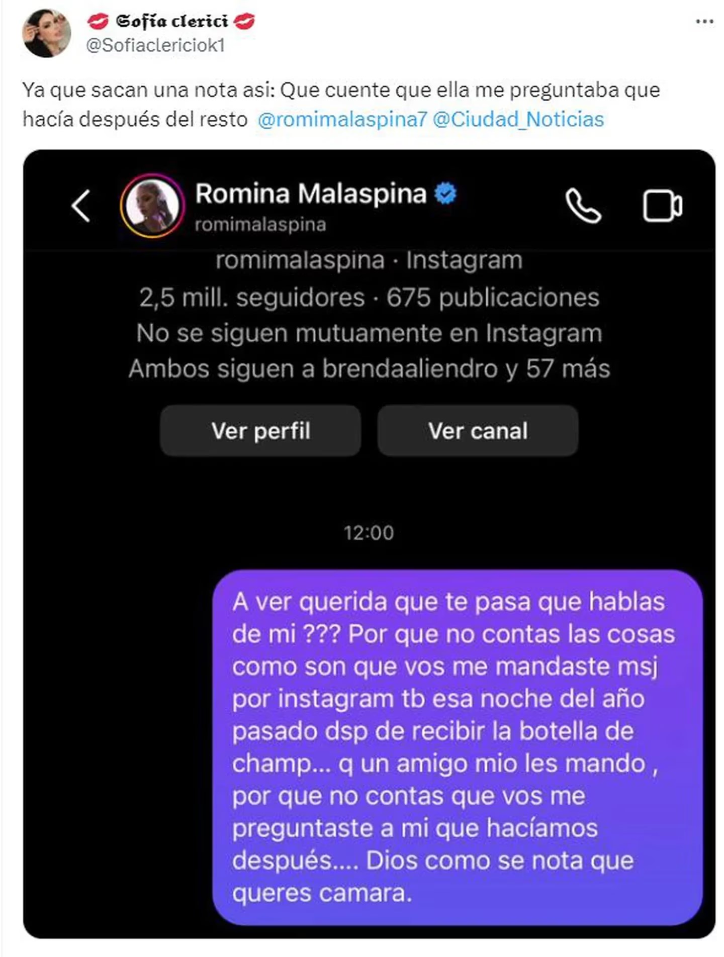 La reacción de Sofía Clerici luego de que Romina Malaspina dijera que la  quiso seducir | eltrece