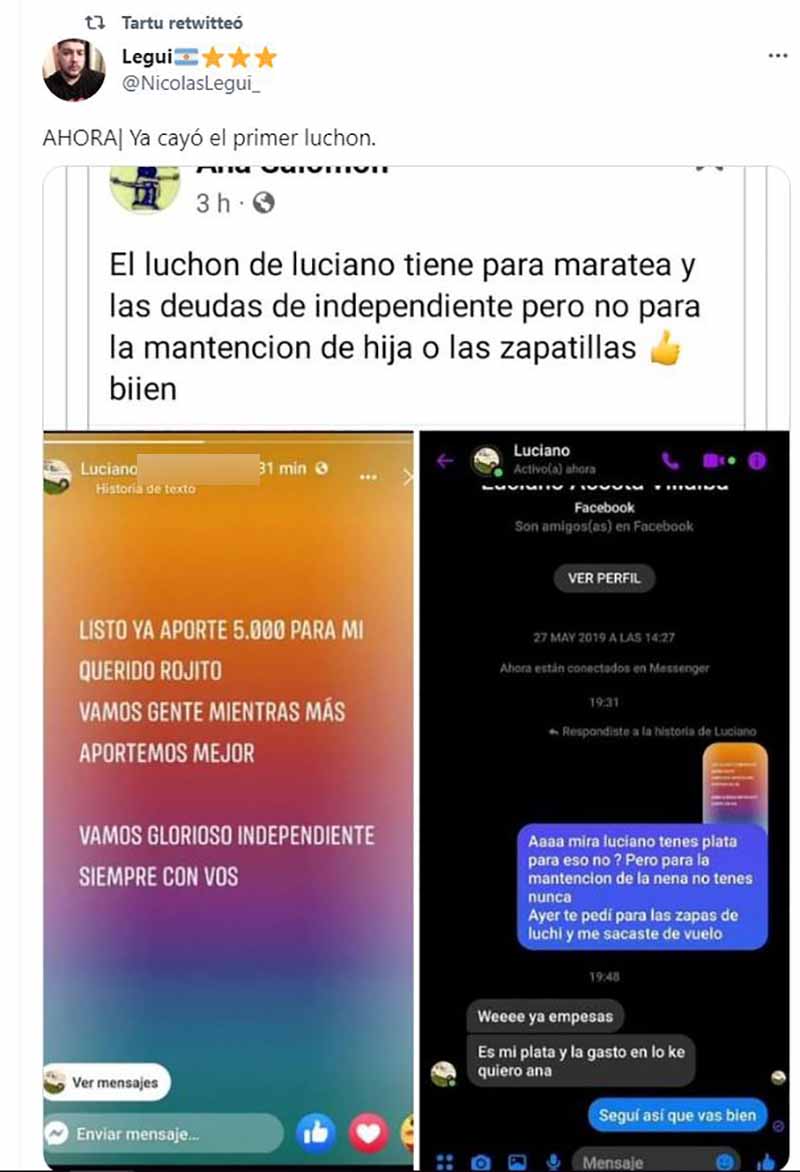 Donó plata para la colecta de Independiente, lo hizo público y su ex mujer  le reclamo la cuota alimentaria 