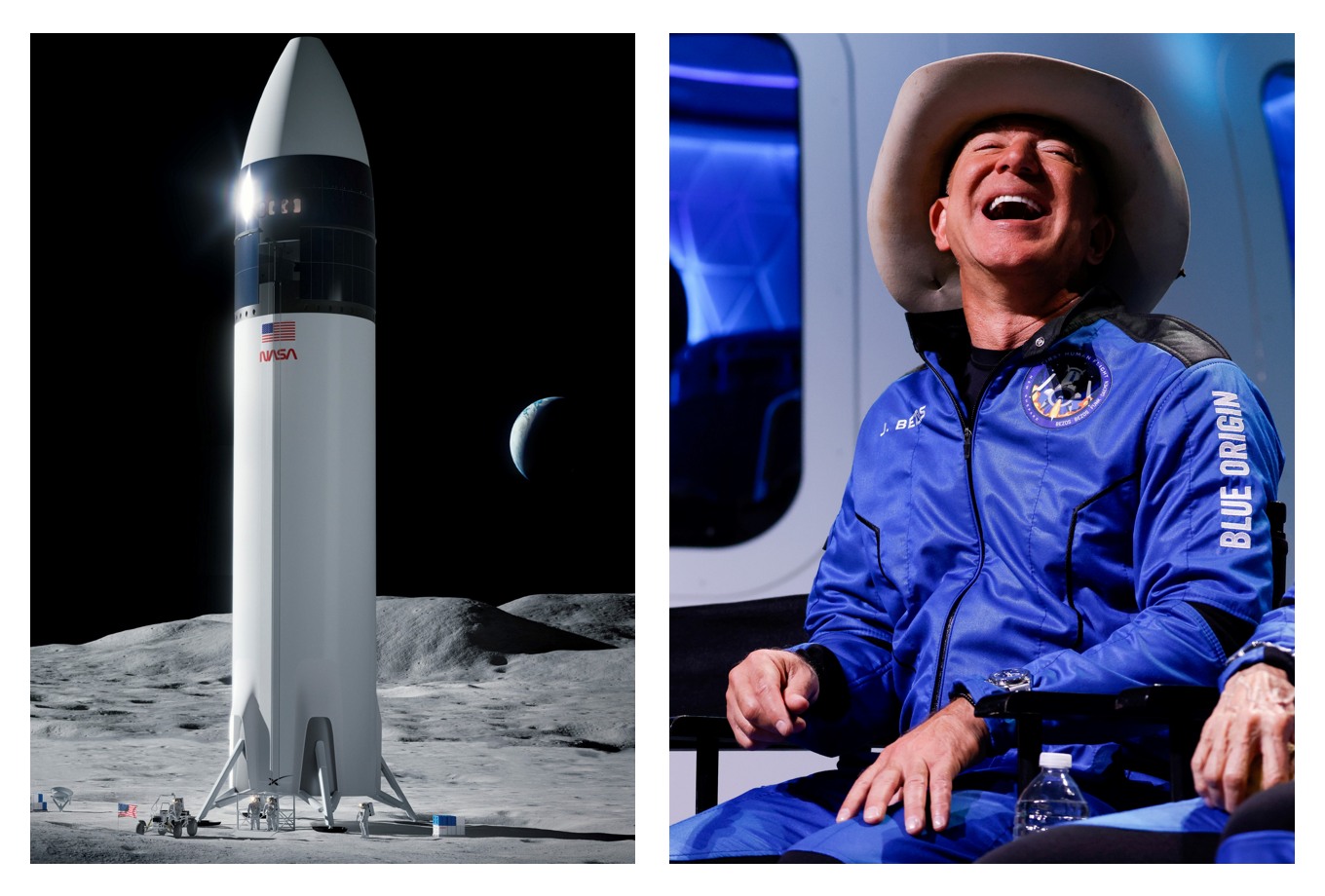 La compañía de Bezos puso el grito en el cielo por el vínculo entre la NASA y SpaceX, que los dejó fuera de la misión que regresará a la Luna esta década.