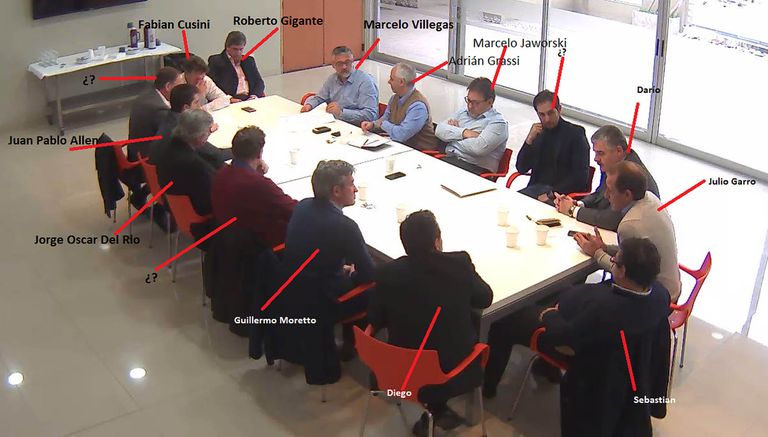 La reunión en el Banco Provincia que los servicios de Macri se encargaron de filmar.