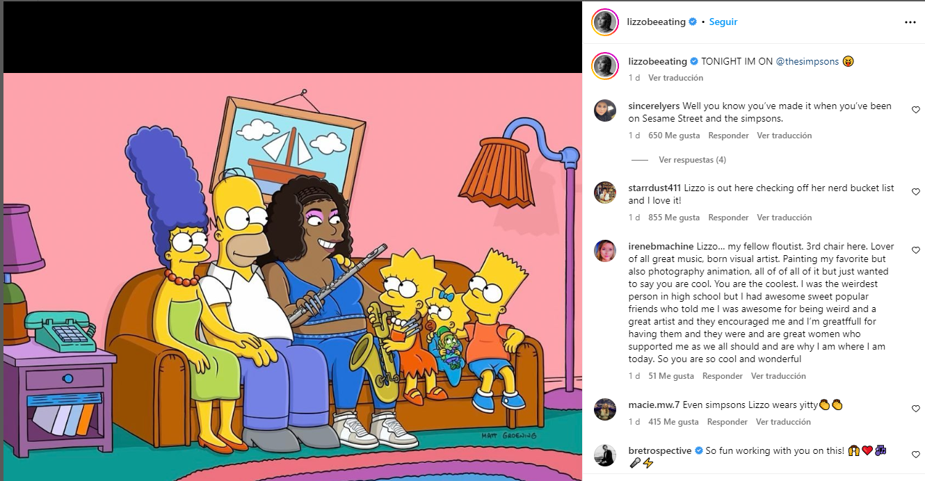 Lizzo publicó un adelanto de su participación en los Simpson | TN