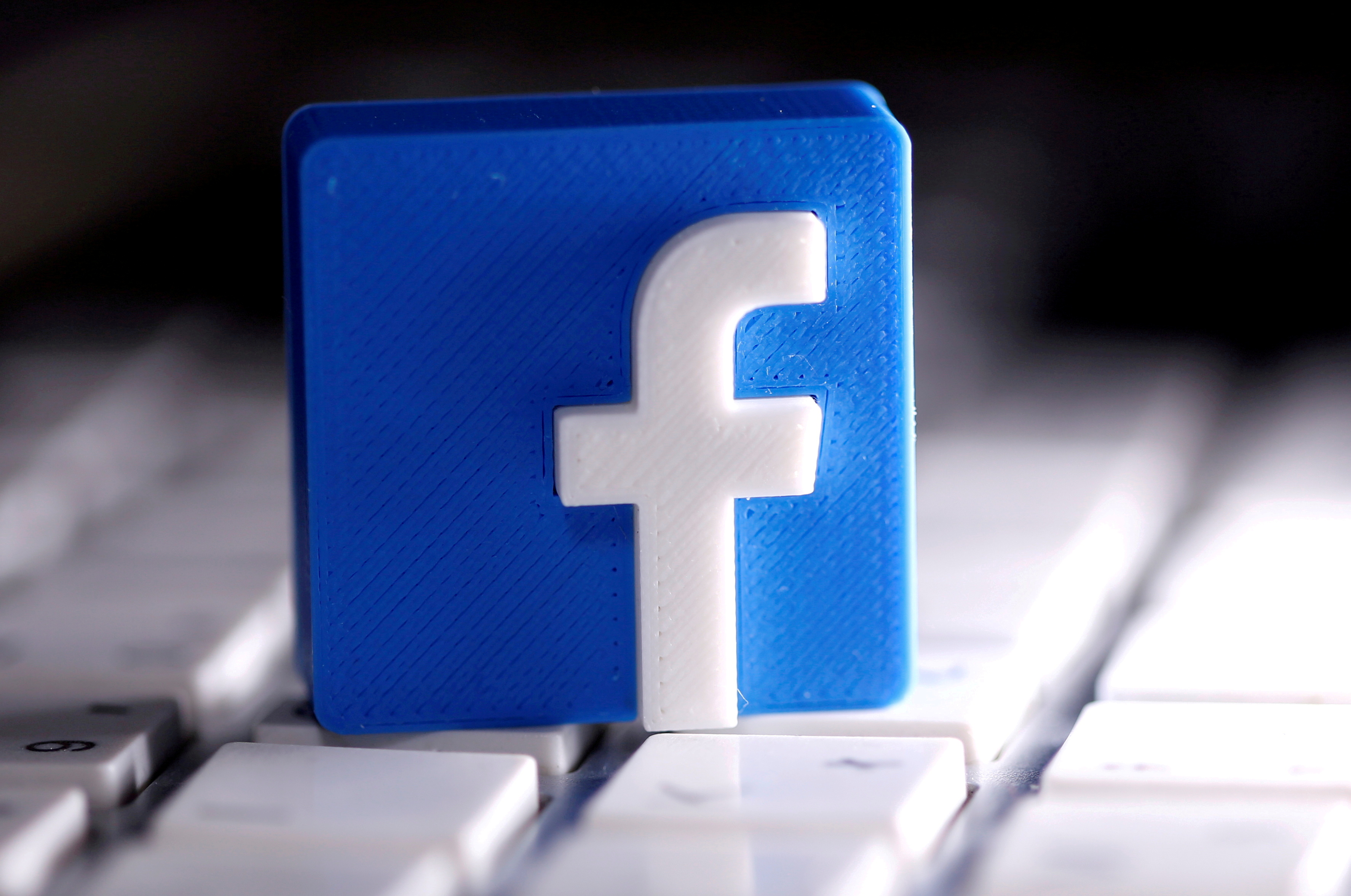 FILE PHOTO: A 3D-printed Facebook logo is seen placed on a keyboard in this illustration taken March 25, 2020. REUTERS/Dado Ruvic/Illustration/File Photo