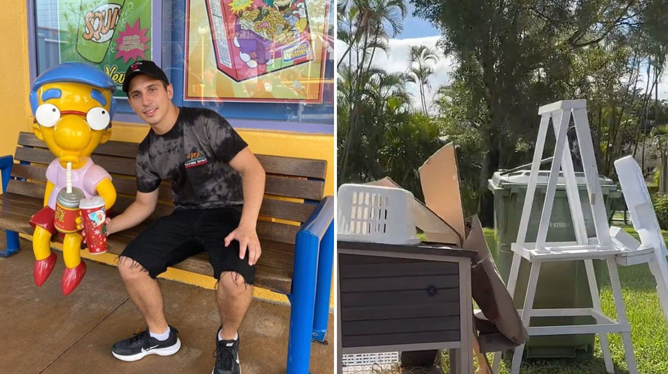 Un argentino mostró en TikTok las “joyas” que tiran a la basura en Miami: sillones de cuero, aspiradoras y más