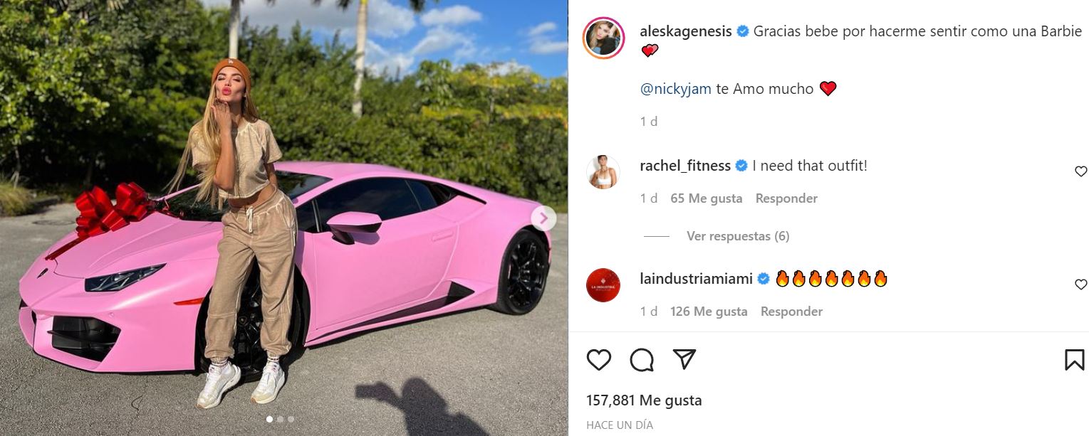 Nicky Jam le regaló un impresionante Lamborghini rosa a su novia | TN