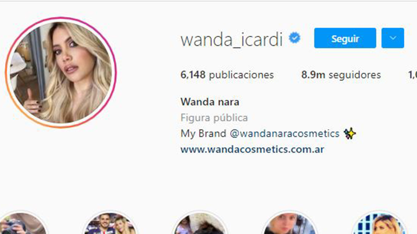 El perfil de Wanda en Instagram: cambió su apellido pero mantiene el "icardi" de la cuenta verificada (Foto: IG/wanda_icardi)