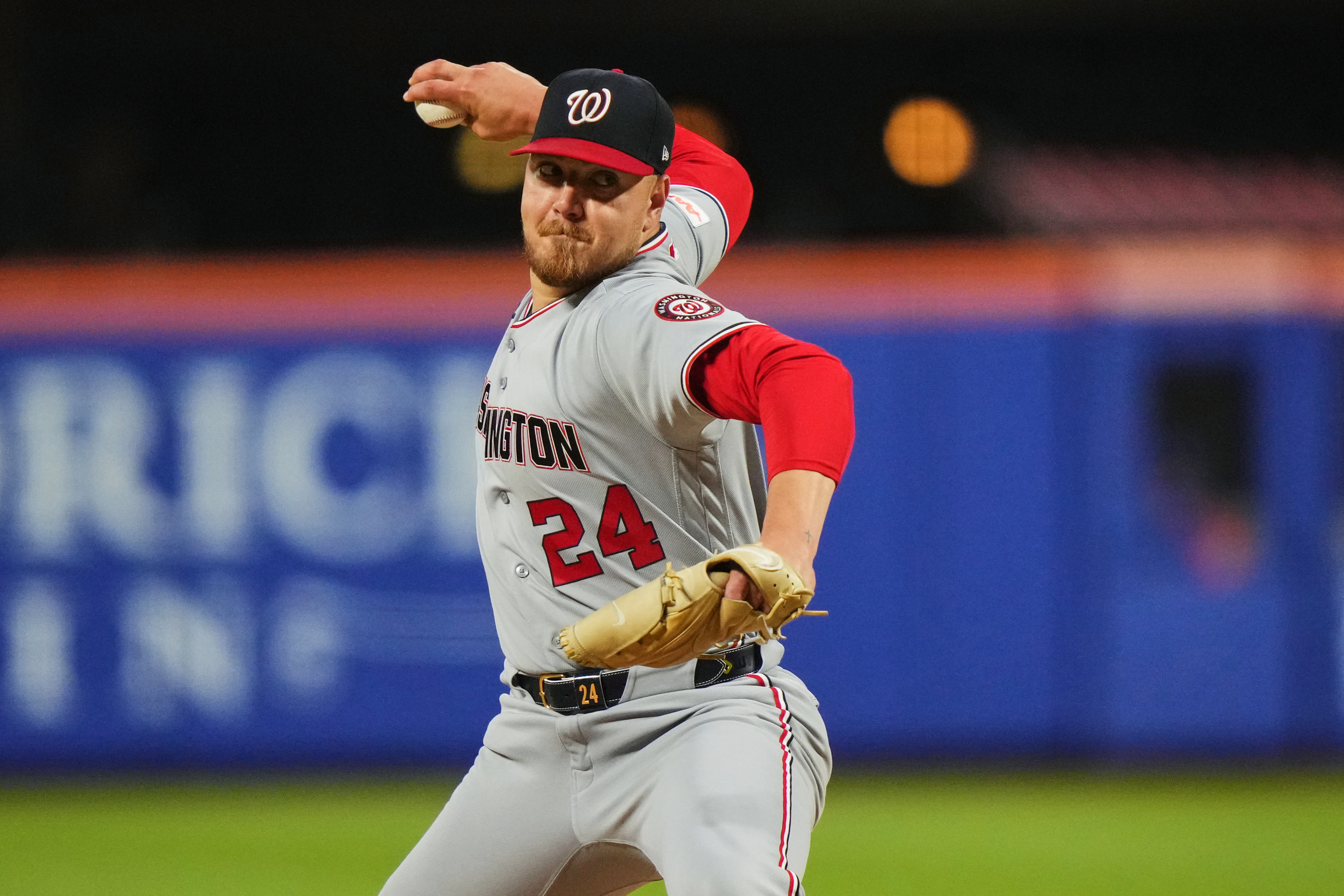 Washington Nationals' Cade Cavalli (24) pitches during the second inning of a baseball game against the New York Mets Wednesday, April 29, 2026, in New York.