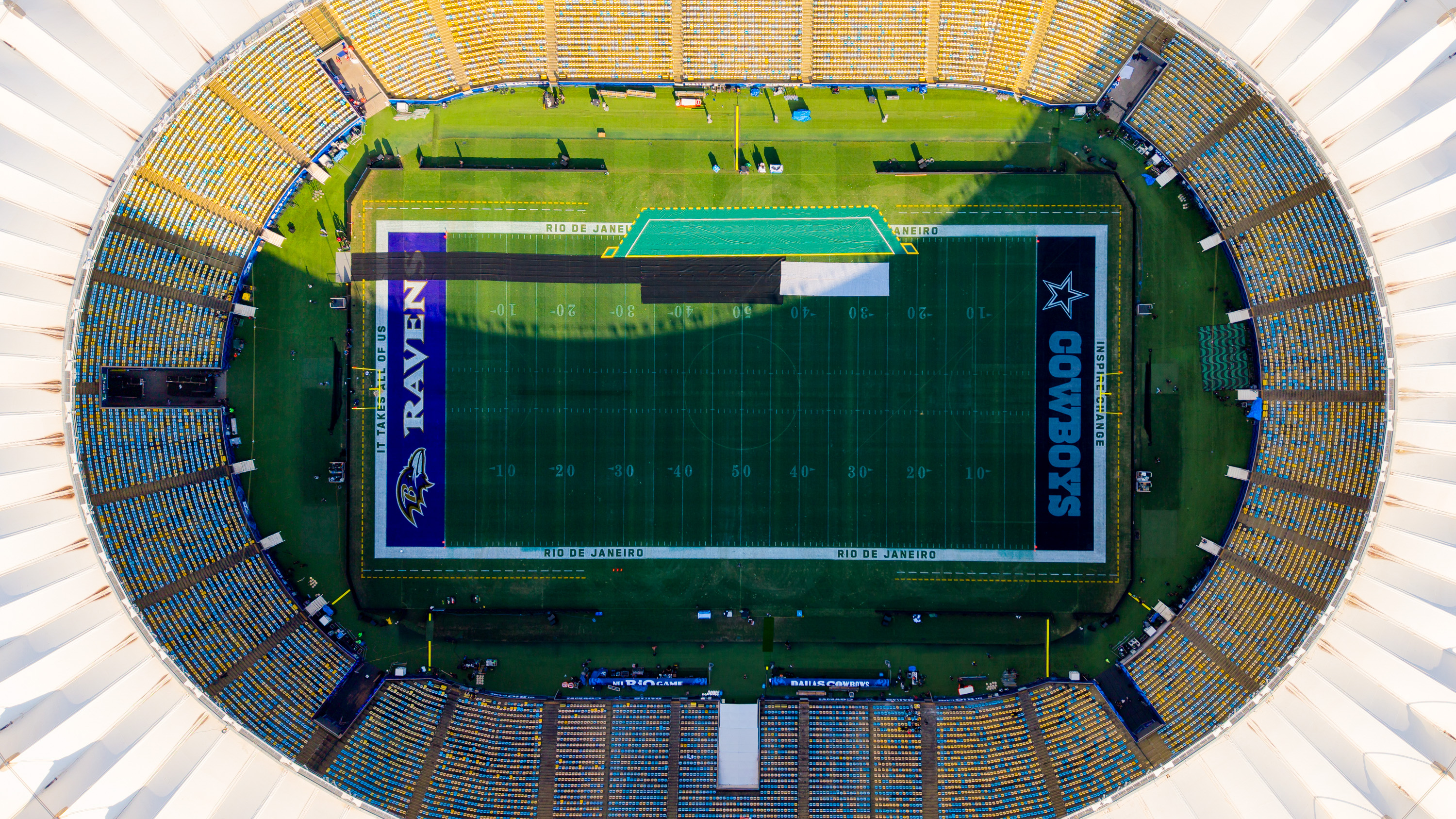 RIO DE JANEIRO, BRAZIL - SEPTEMBER 25: An aerial view of the Maracana Stadium before the NFL Game Baltimore Ravens and Dallas Cowboys on September 25, 2026 in Rio de Janeiro, Brazil. The NFL will be hosting its third game in South America on September 27 at Maracana Stadium. (Photo by Buda Mendes/Getty Images)