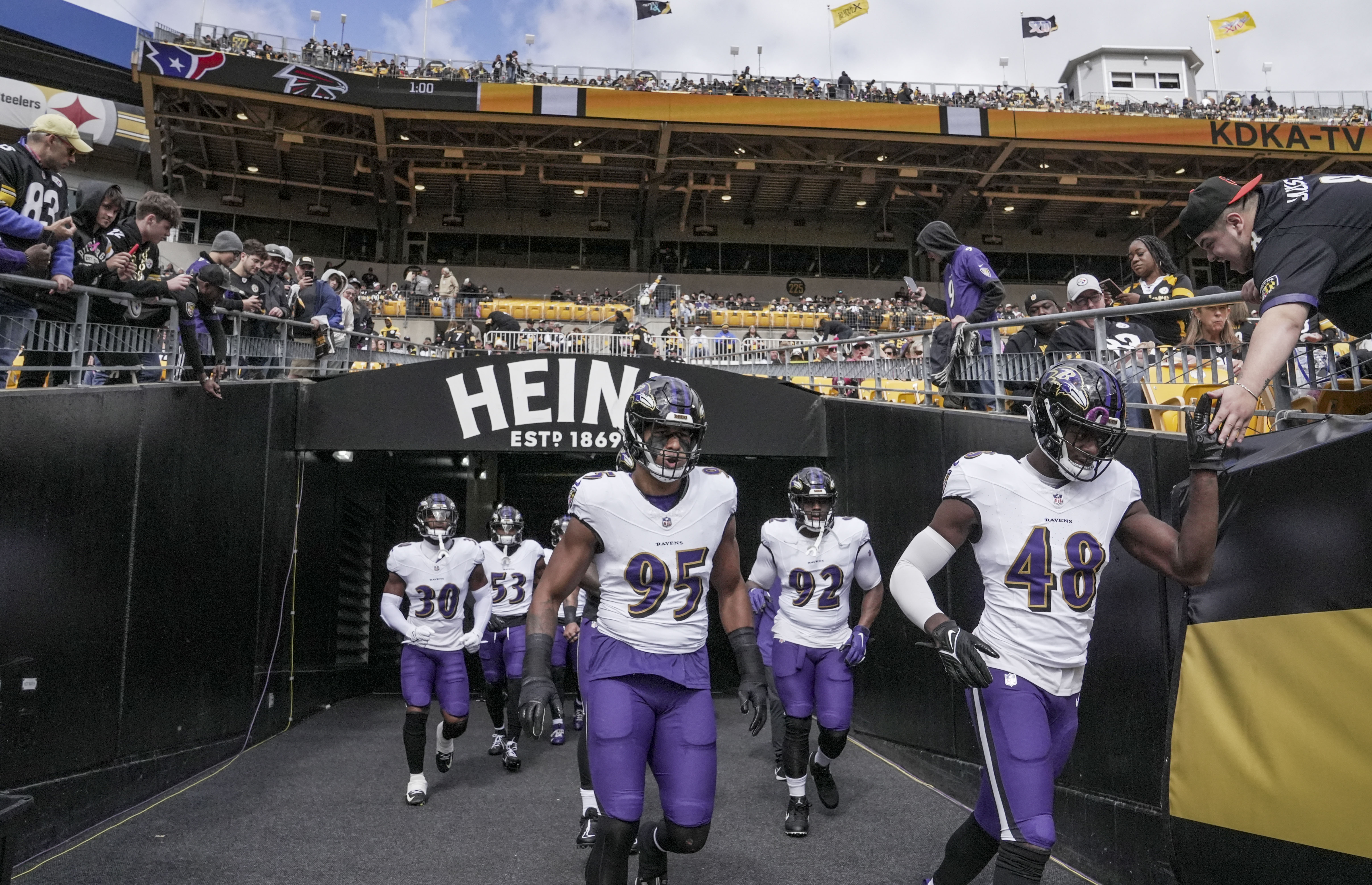 Pittsburgh Steelers vs. Baltimore Ravens. Fans support on NFL Game