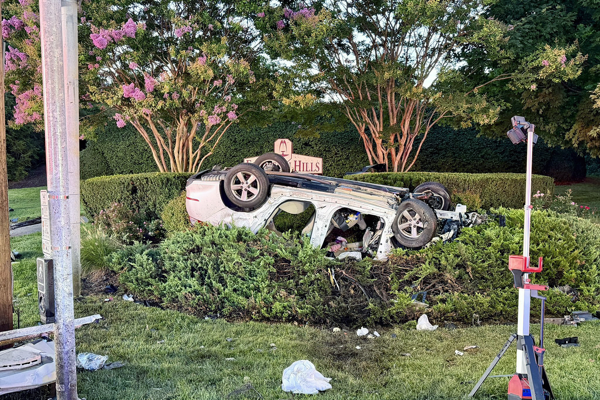 A car that included seven children collided near Great Seneca Highway and Clopper Road in Germantown Tuesday with another vehicle whose driver died in the crash, Montgomery County Police said Tuesday.