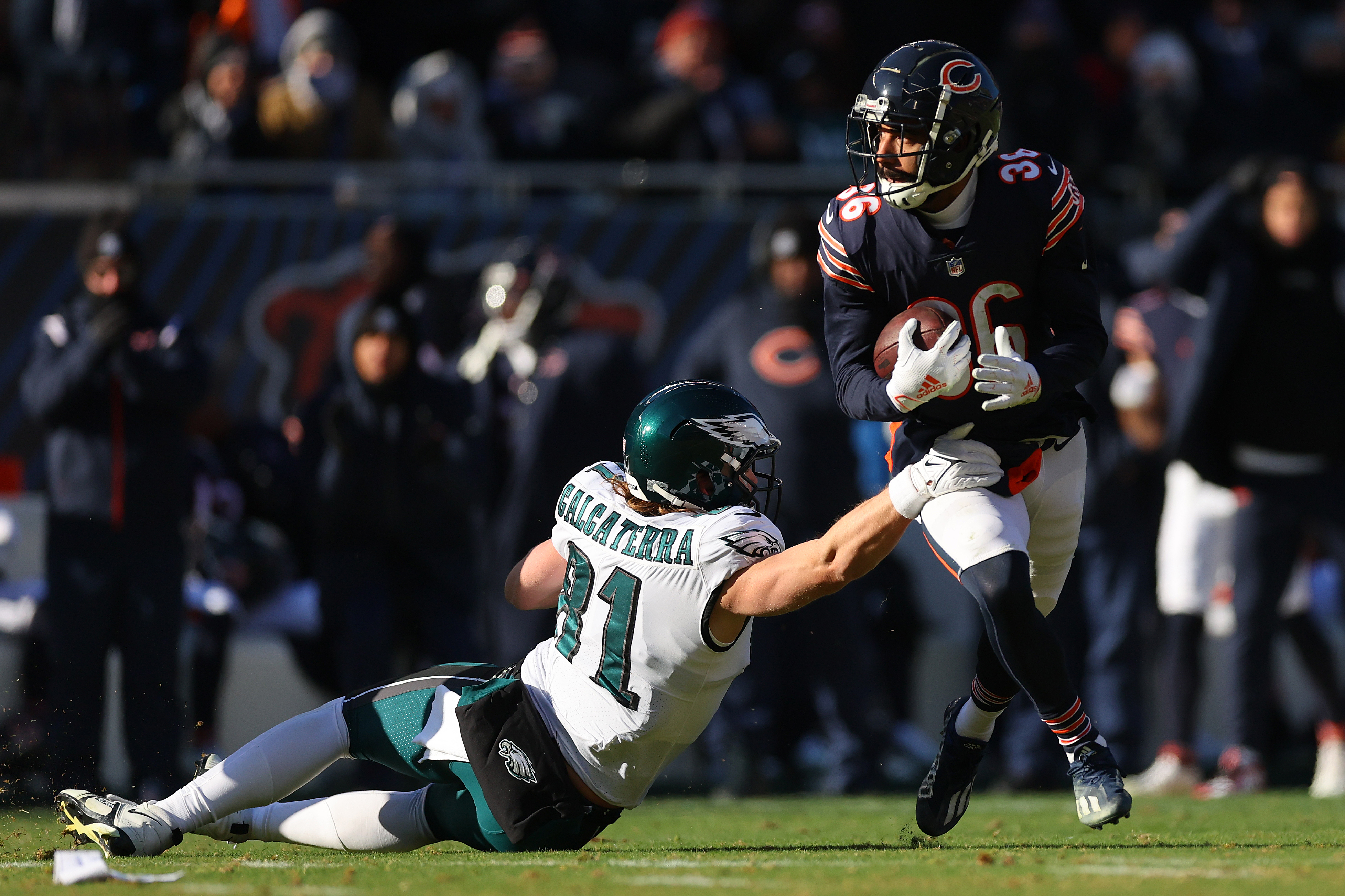 Chicago Bears safety DeAndre Houston-Carson (36) defends against