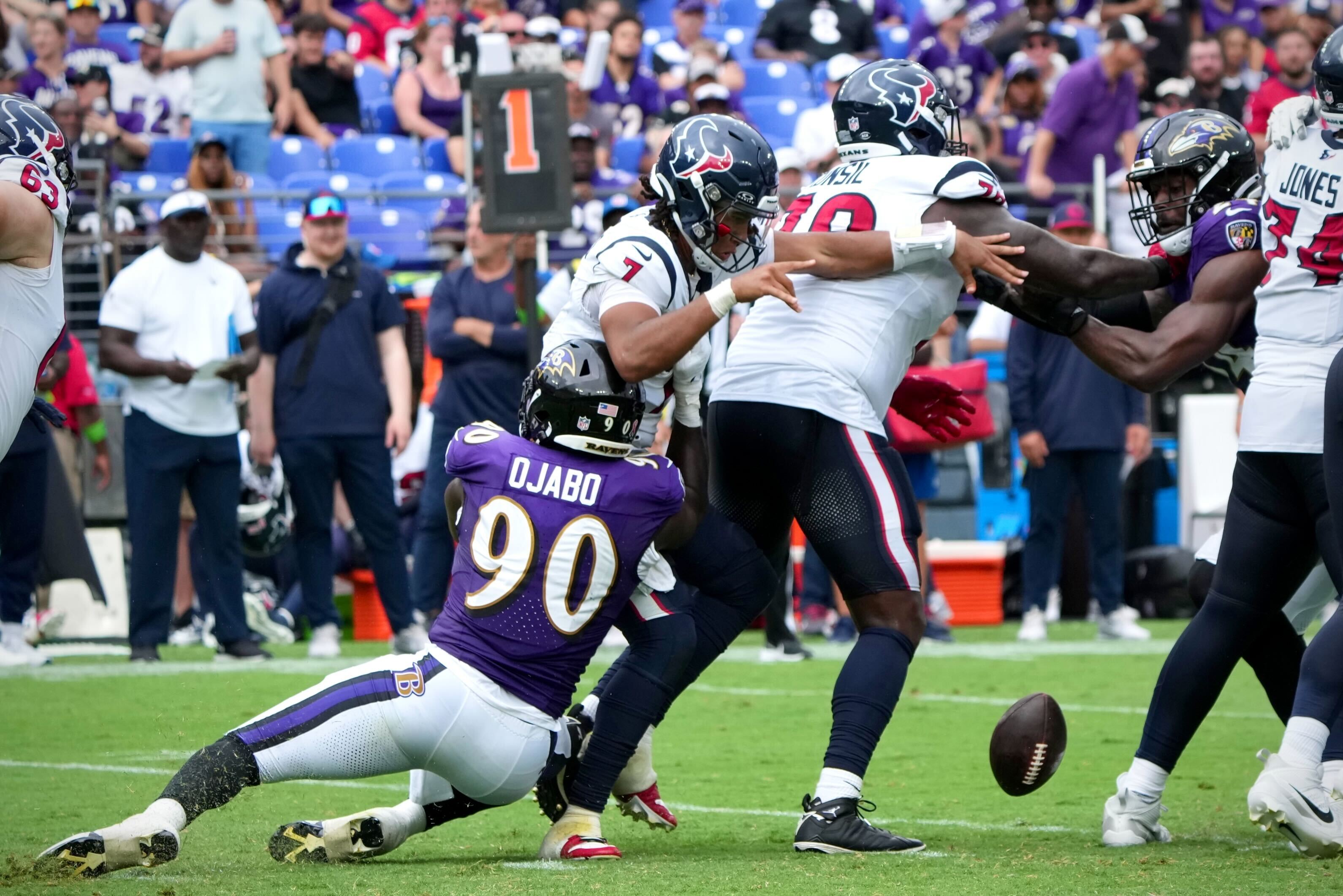 Ravens' rookie OLB David Ojabo is ACTIVE vs. Browns and is