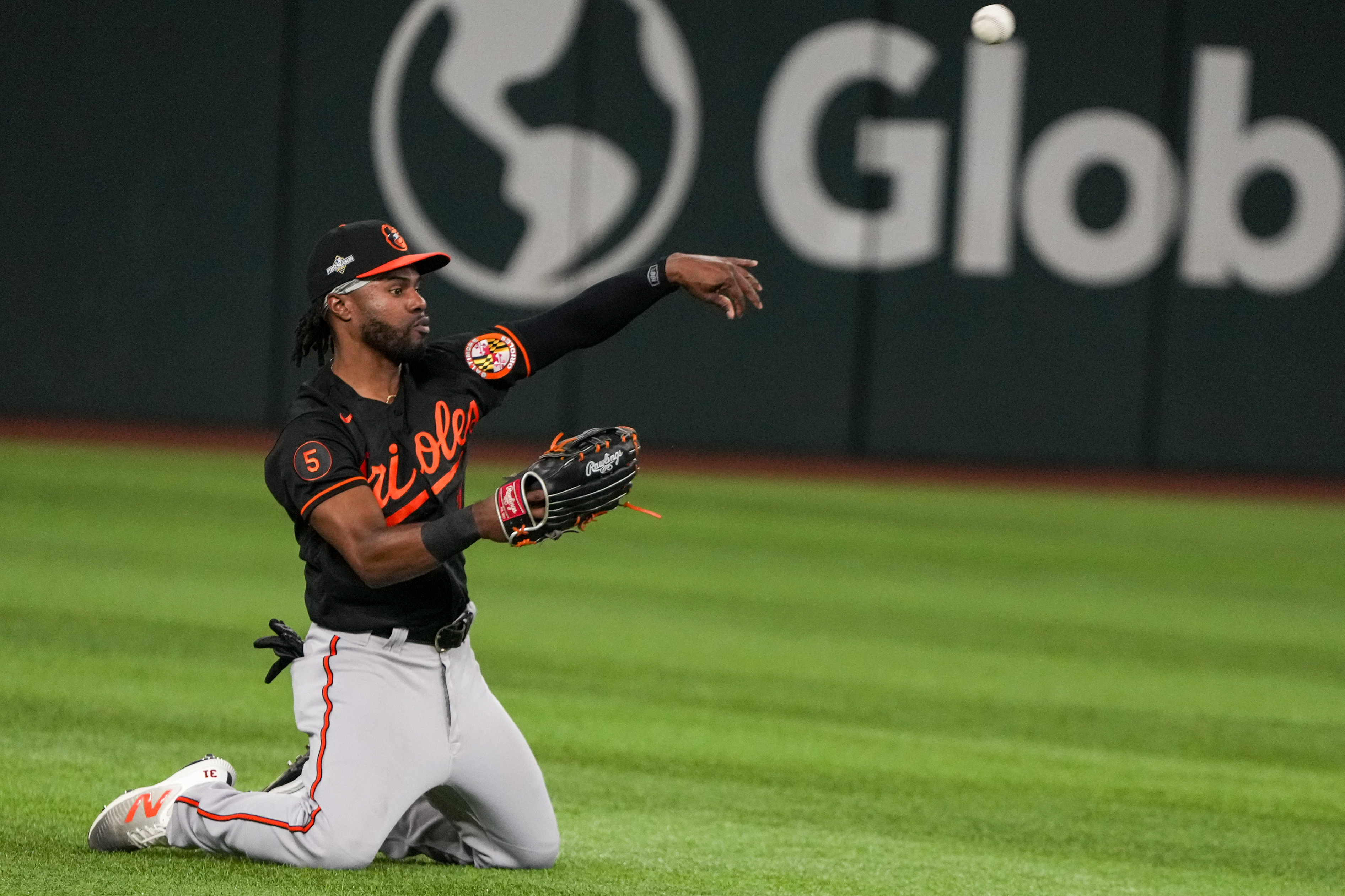 Baltimore's Adam Frazier operating second base in Tuesday's ALDS Game 3  matchup