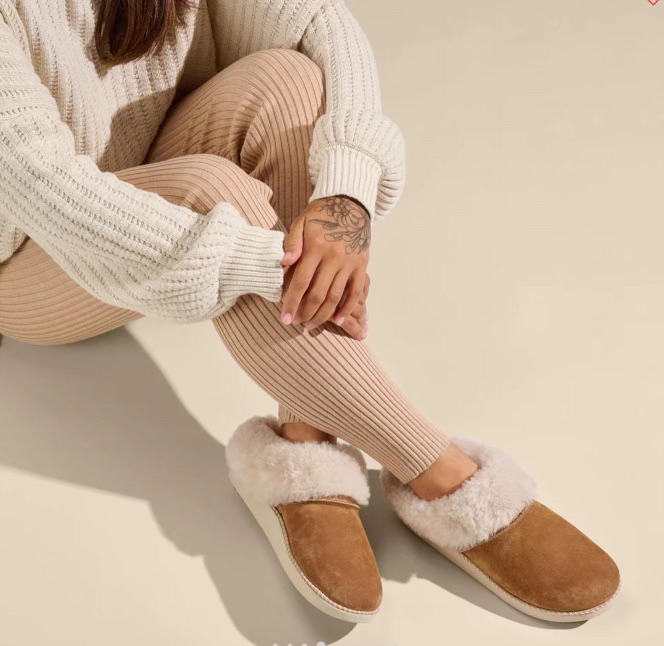 Cozy and comfortable fur-lined Olukai slippers from Stalefish Board Company.