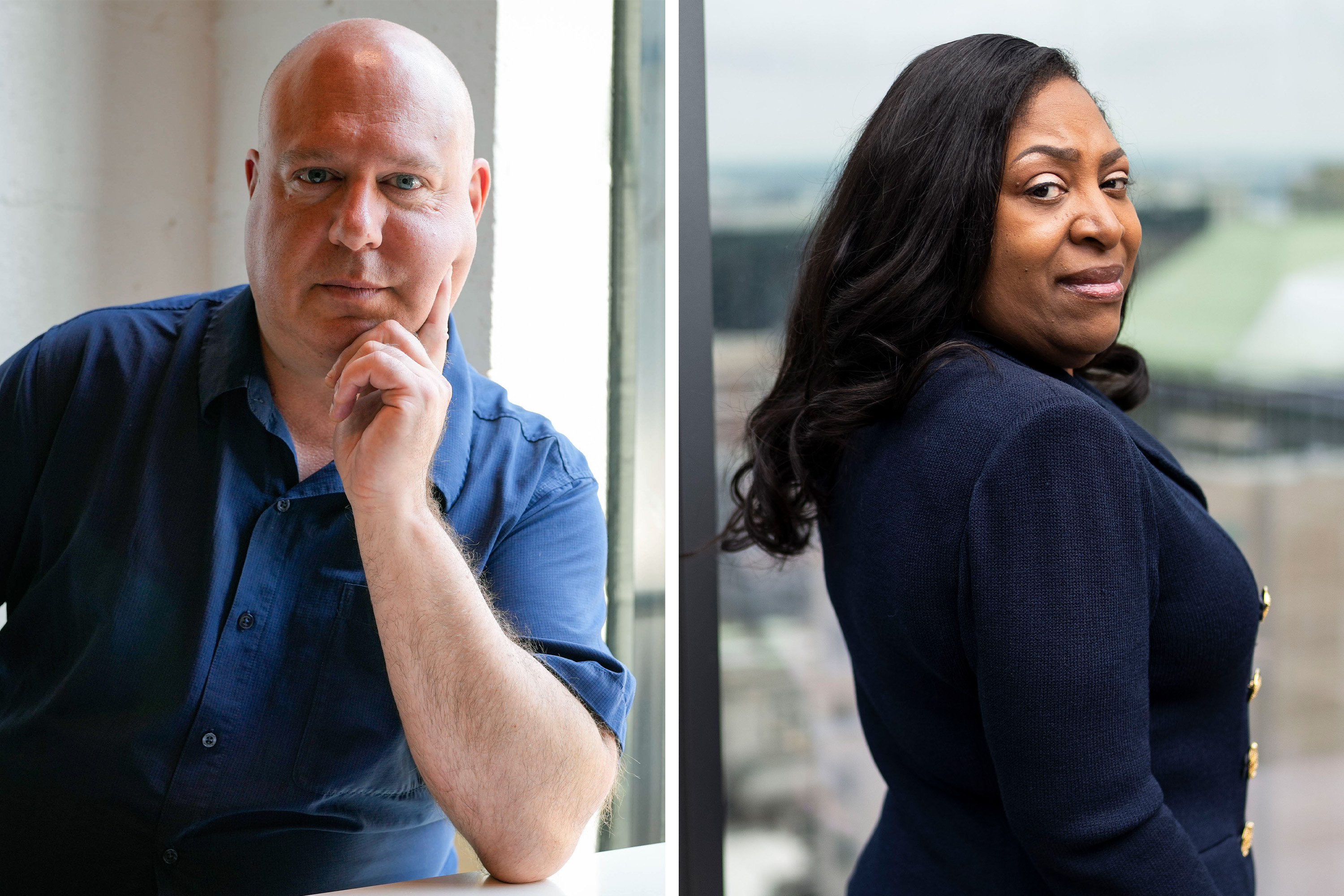 Baltimore Sheriff Sam Cogen, left, and challenger Sabrina Tapp-Harper.