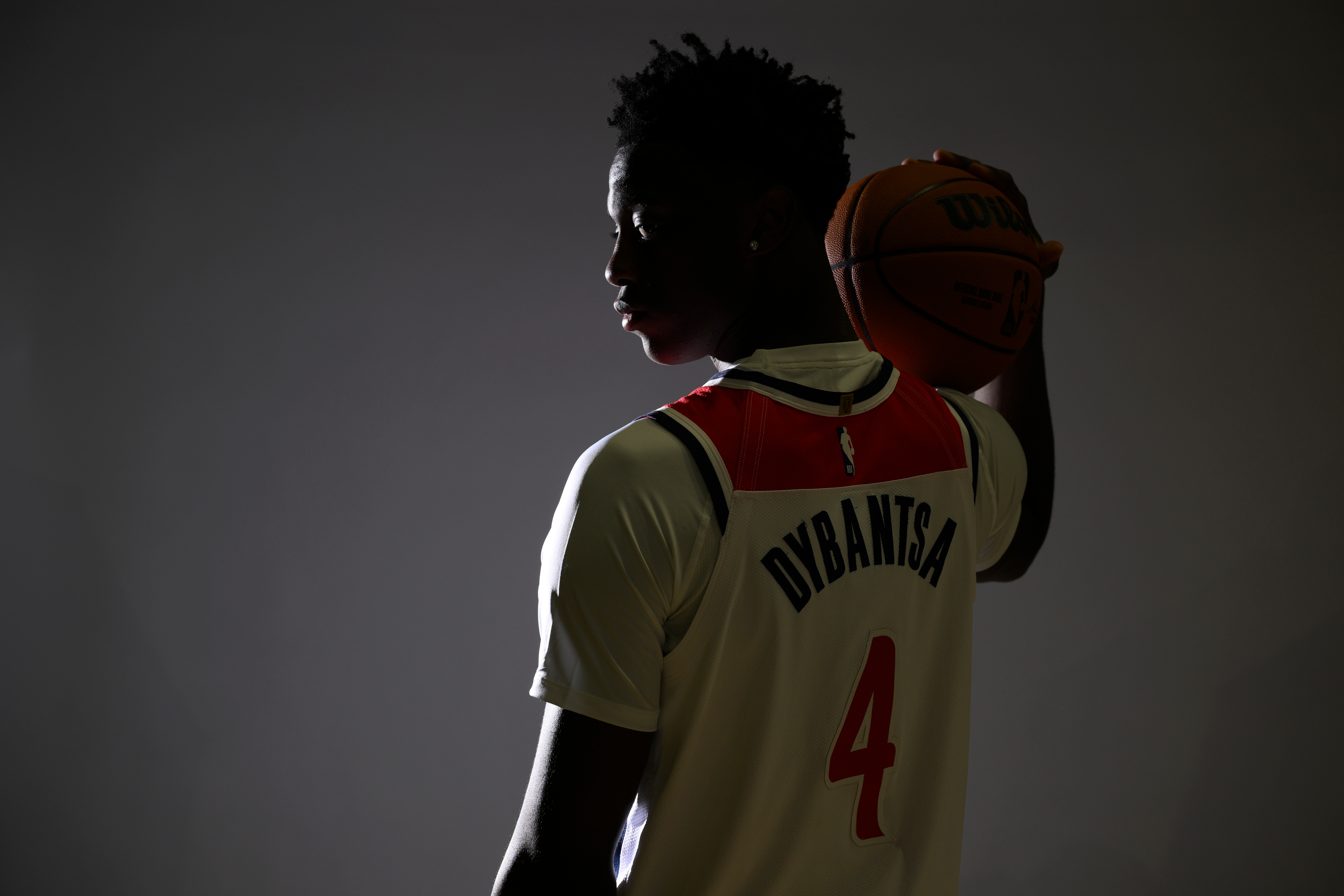 Washington Wizards forward AJ Dybantsa poses for a photo during the NBA basketball team's media day, Monday, Sept. 28, 2026, in Washington. (AP Photo/Nick Wass)