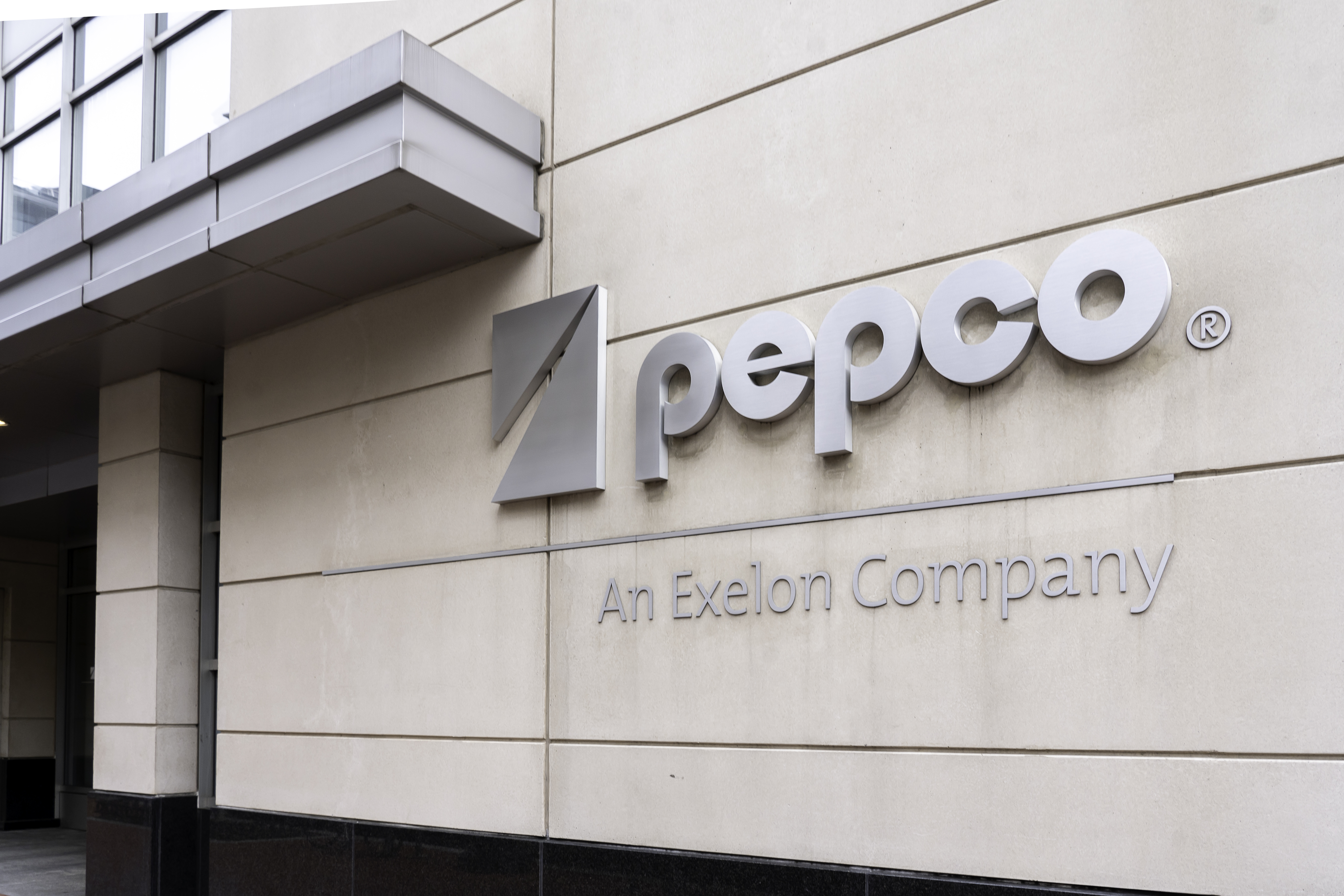 Pepco office entrance in Washington, DC. Pepco is a unit of Exelon Corporation, the nation’s leading energy provider.