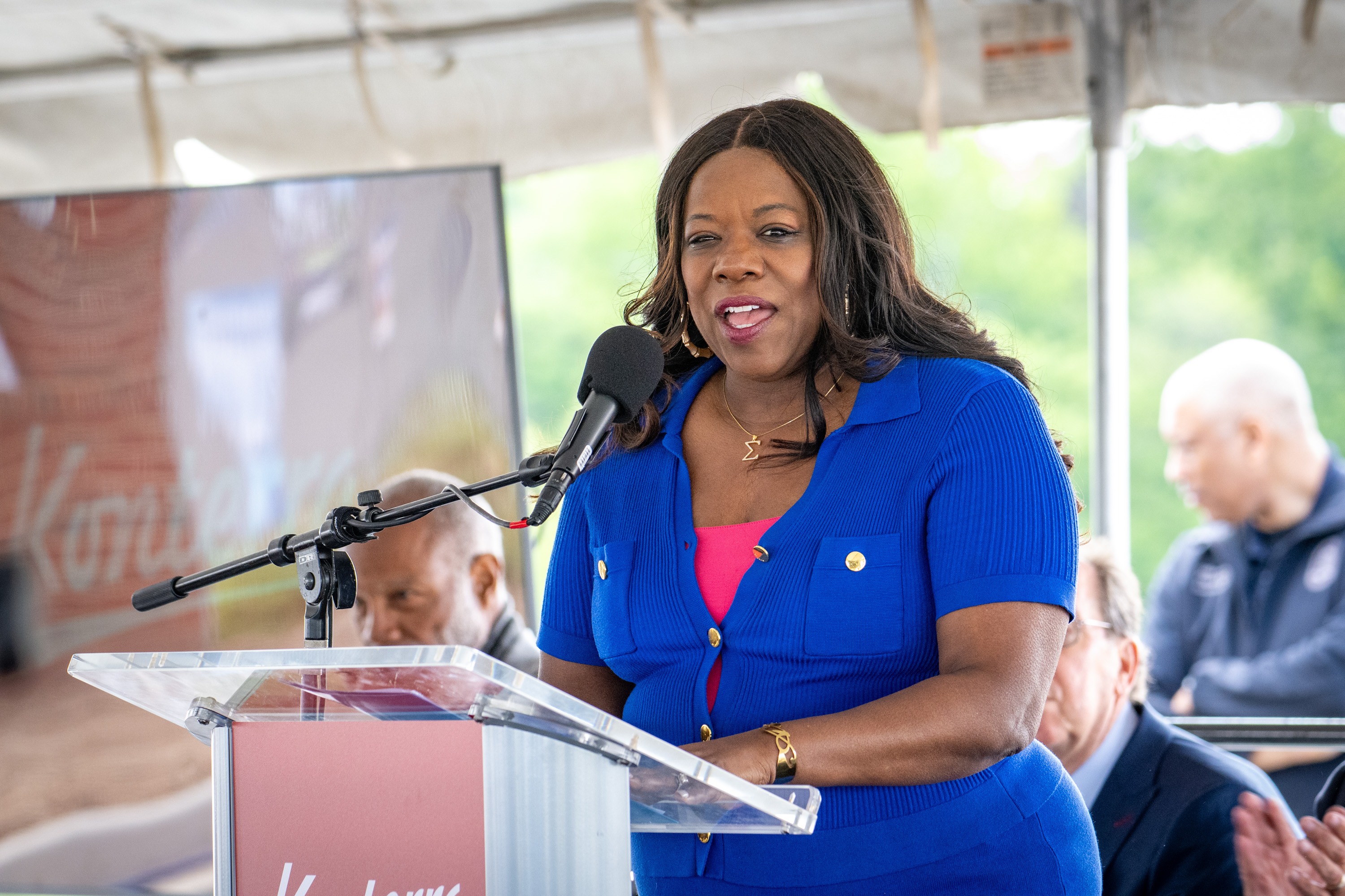 Thursday, May 14, 2026 — Prince George’s County executive Aisha Braveboy speaks at a ceremonial groundbreaking as Konterra Realty and Gould Property Company begin construction of the downtown of Konterra, a much-anticipated 1,400-acre, mixed-use, walkable community taking shape along the I-95 corridor at the meeting point of Anne Arundel, Montgomery, Prince George’s and Howard counties.