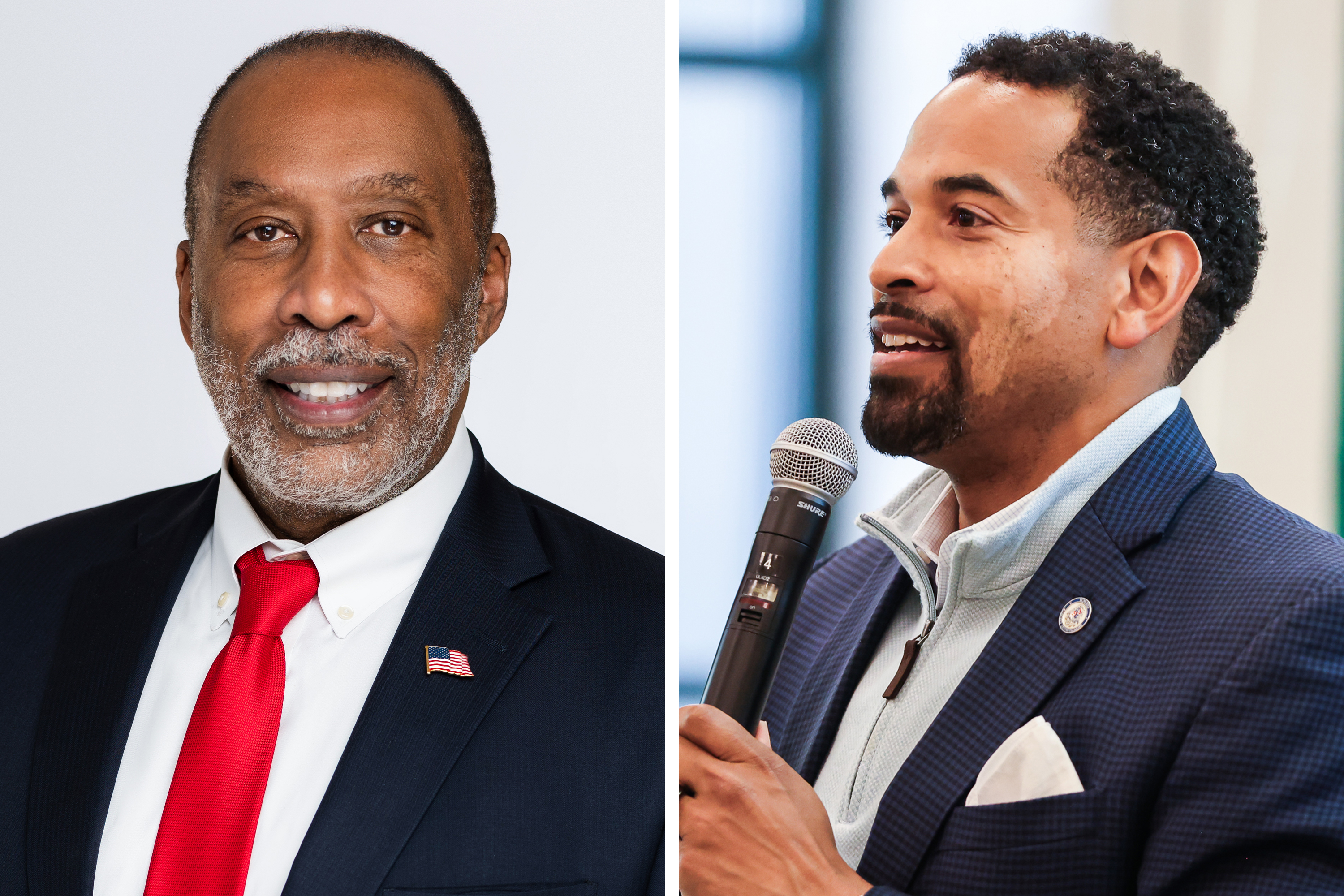 Reardon Sullivan, left, the head of the county Republican party and a candidate for the District 1 County Council seat, and Will Jawando, a candidate for county executive.