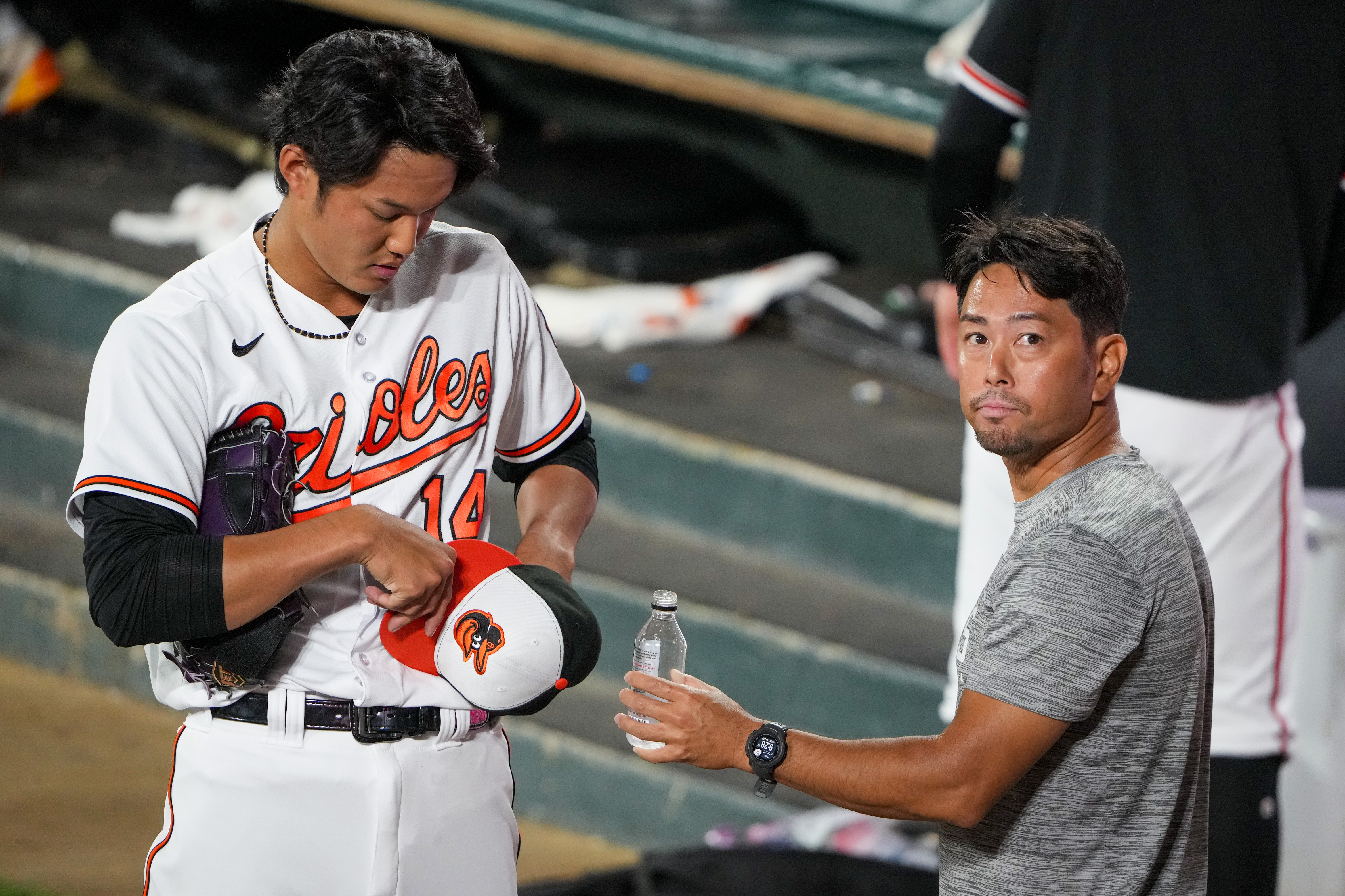 When Shintaro Fujinami joined the Orioles, so did his interpreter, and  friend, Issei Kamada - The Baltimore Banner
