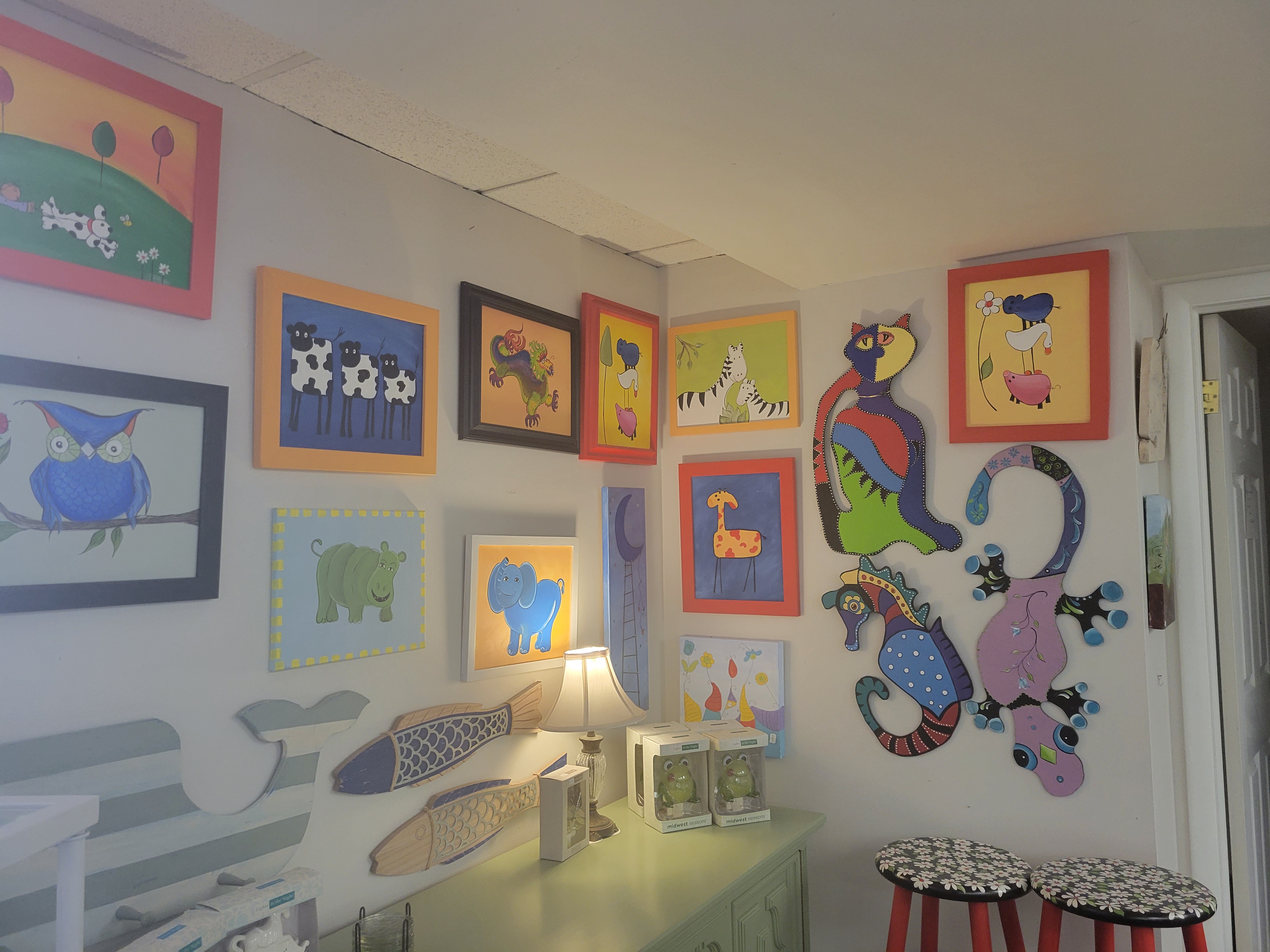 Hanging on a Whim in Towson houses hand crafted colorful art for anyone looking to brighten up their home.