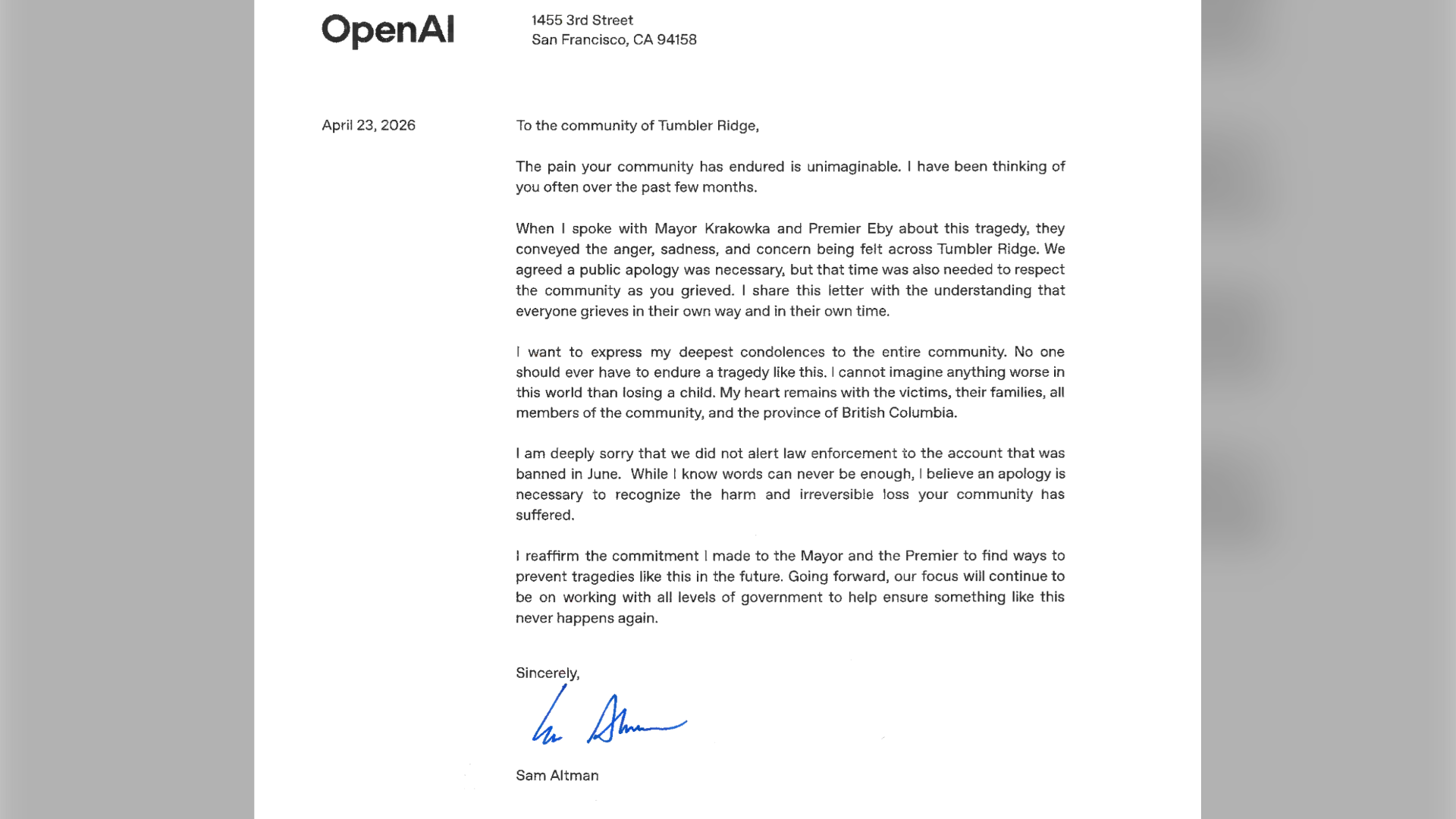 OpenAI Tumbler Ridge Apology: What It Means