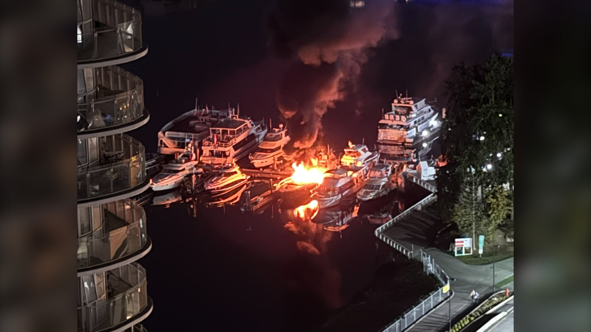 Boat catches fire, sinks in Vancouver’s False Creek