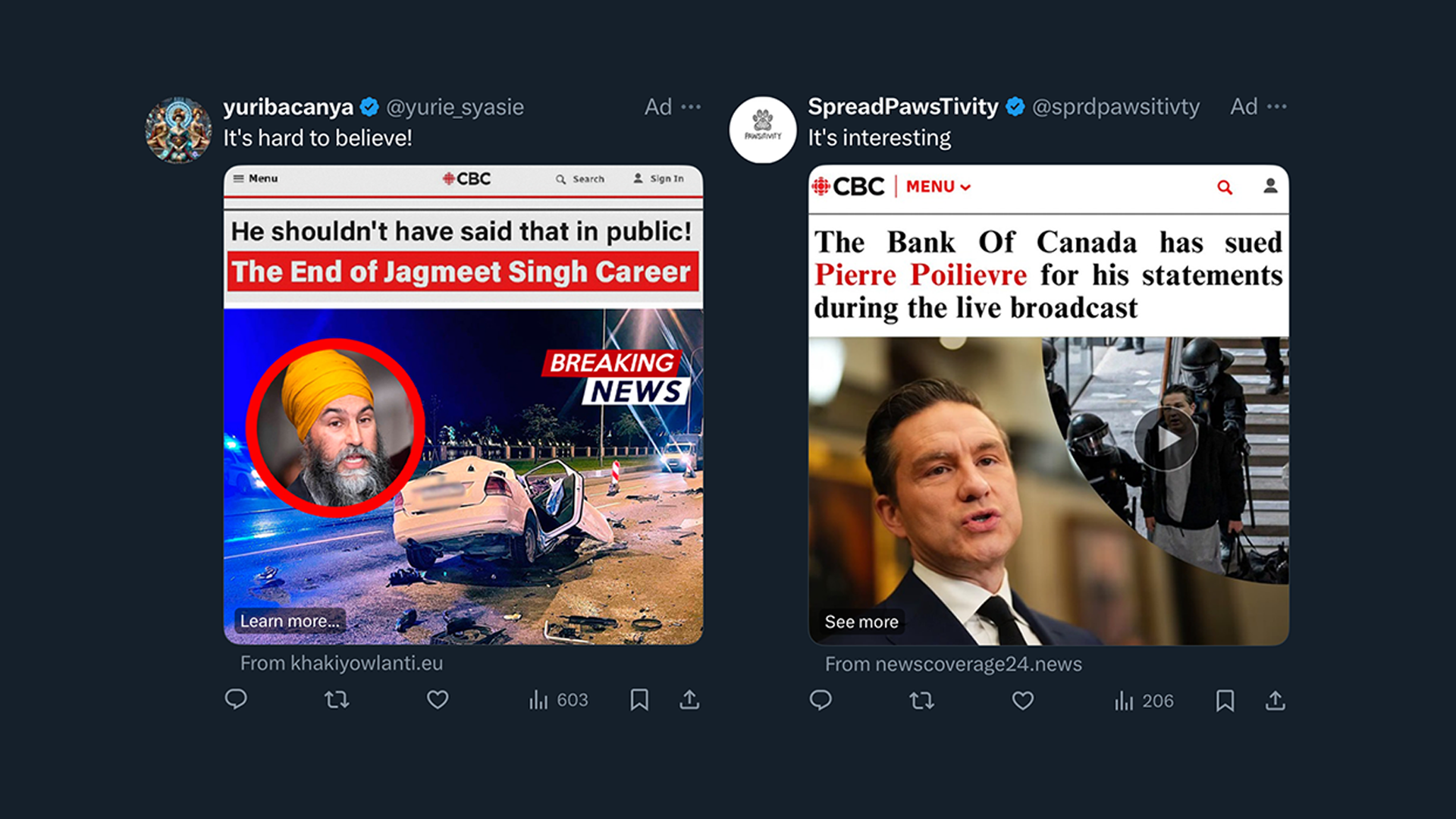 Ads on X targeting Canadian politicians amidst increasing disinformation online