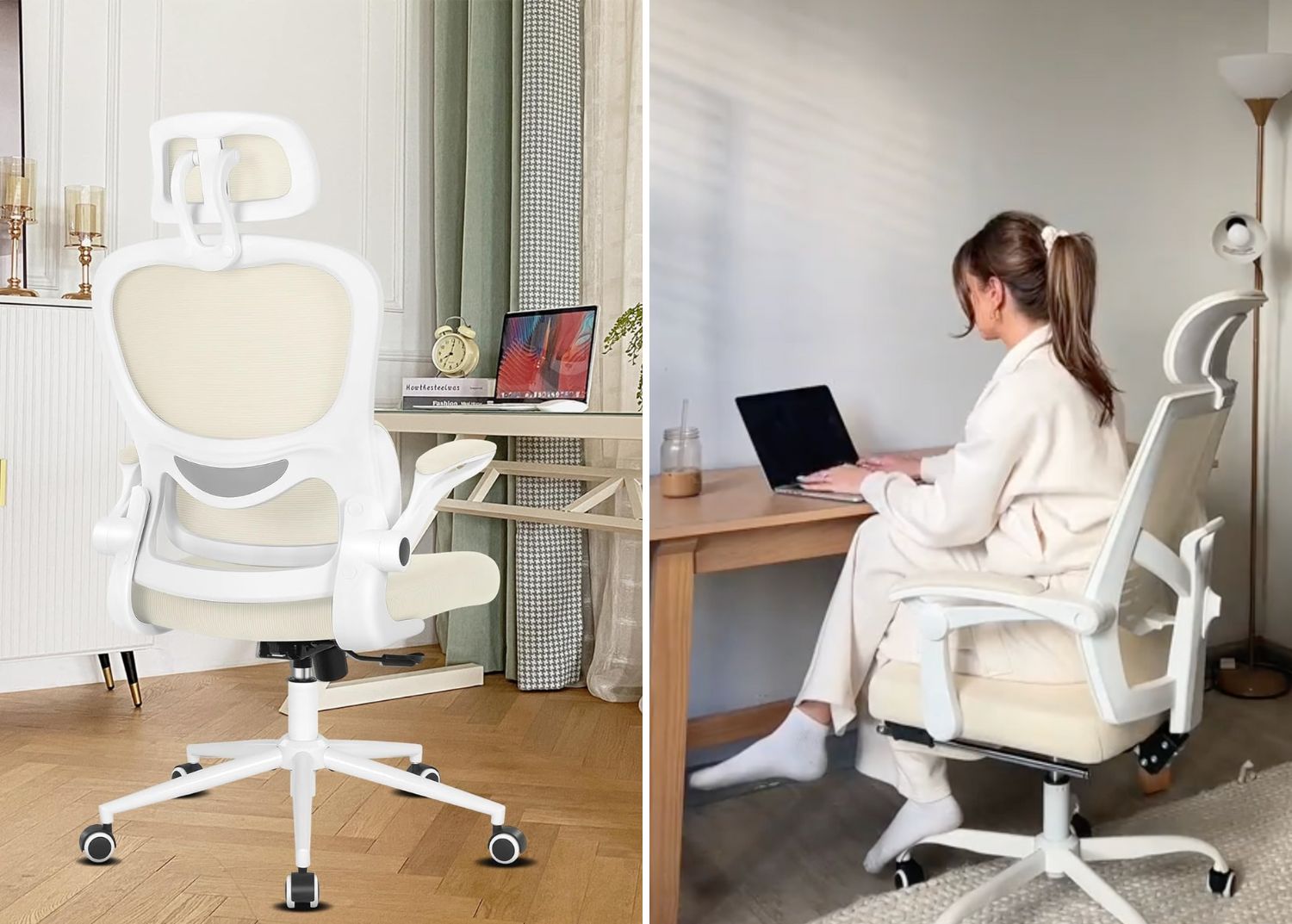 Chaise de bureau ergonomique Optima, accoudoirs rabattables