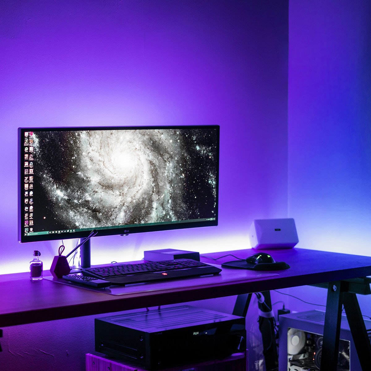 led light desk setup