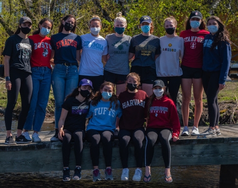 The girls from Community Rowing that are varsity recruited athletes; front row, from left: Sarah Iannone, Julia Eneyni, Leah Bailey and Camille Arnold-Mages; back row: Jessica McGrady, Sonya Carson, Margaux Gryska, Esme Dodge, Maja Tellander, Neev Gamble, Delaney Donnelly, Paloma Sequeira and Clara Cheng.