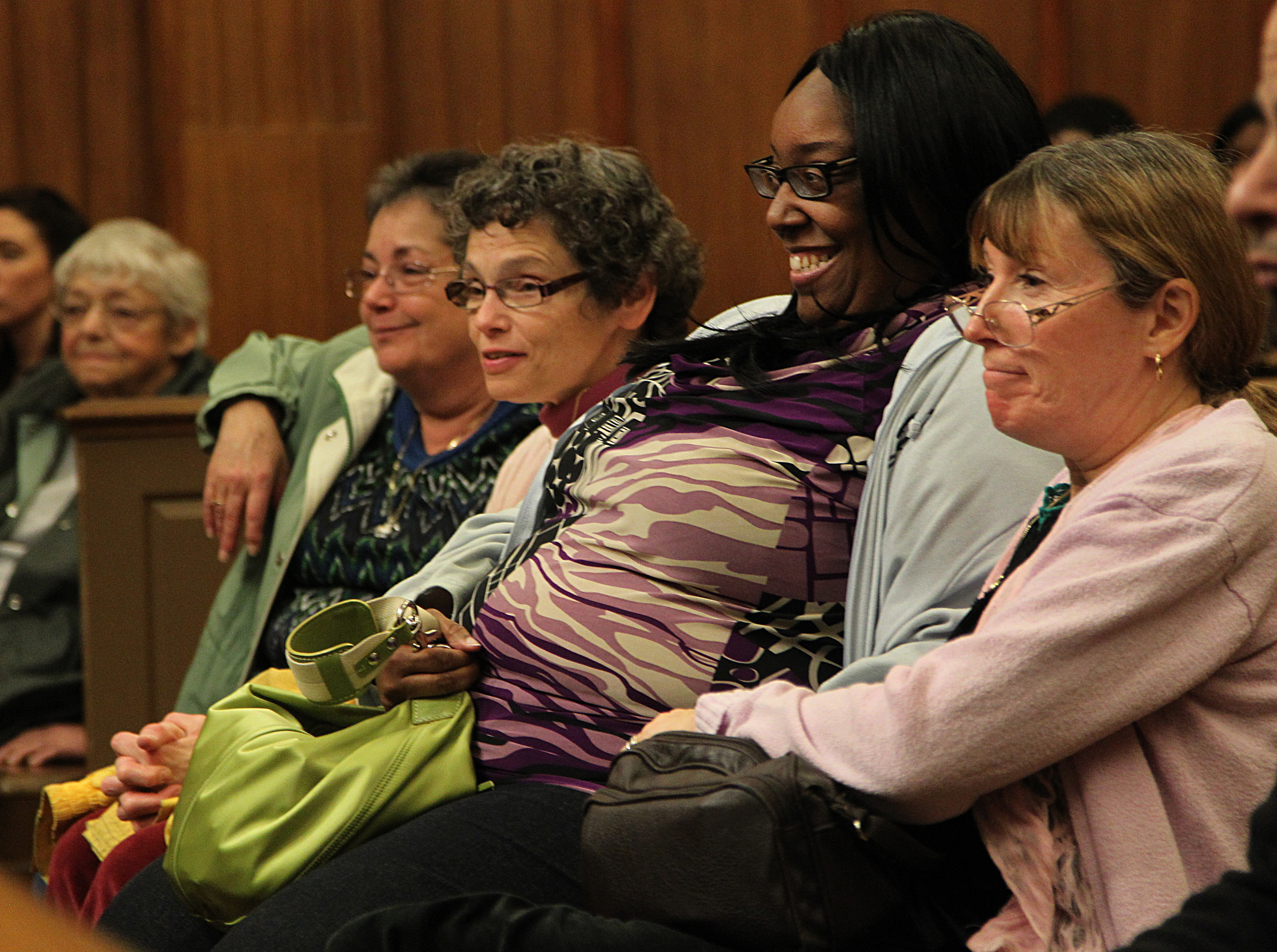 From left, Mike’s grandmother, Bernice Bourne, aunts Lori Taggart and Rhonda Bourne, girlfriend Renee Johnson, and mother, Peggy Bourne, listened as one of Mike’s cases was heard.