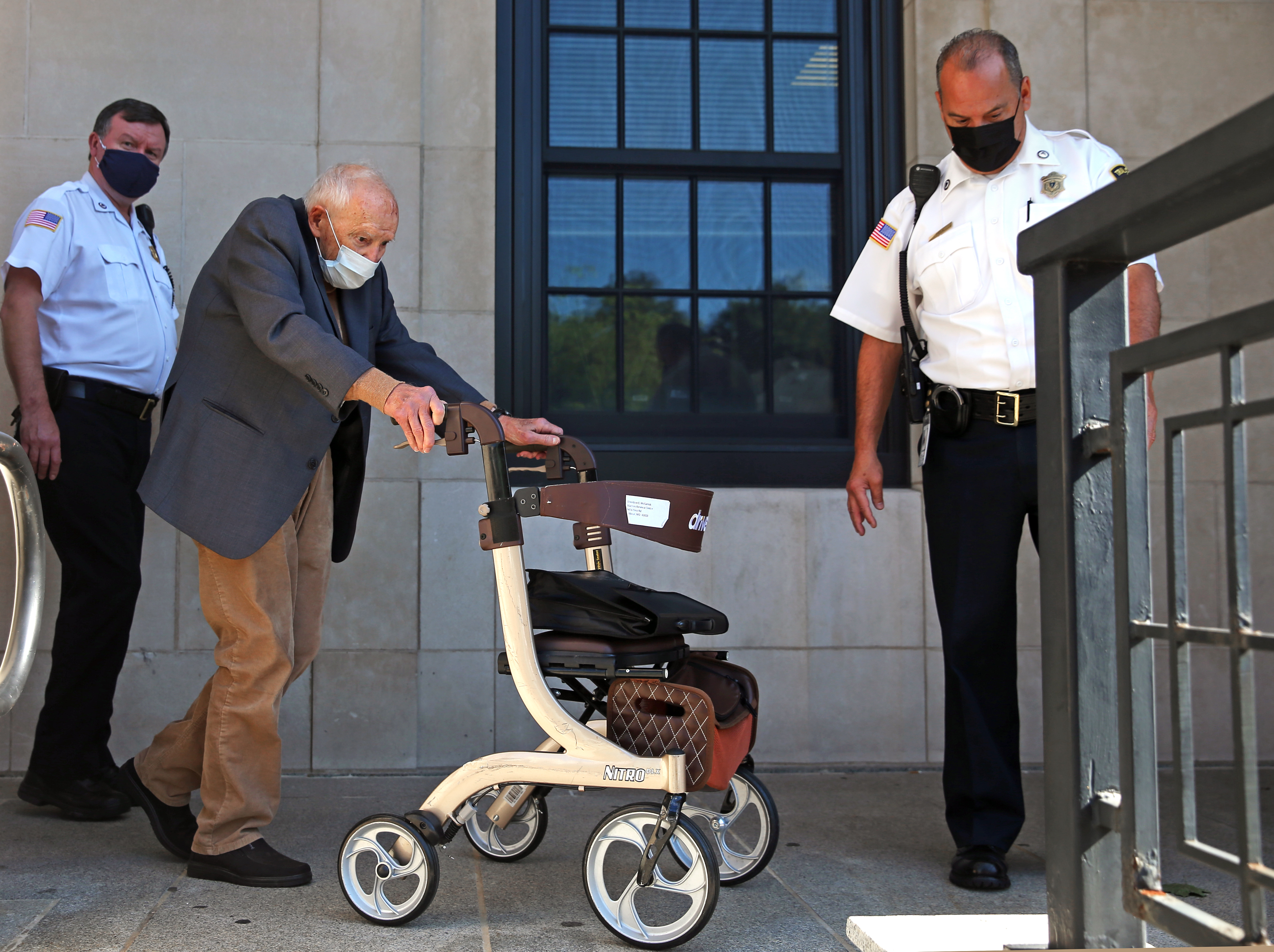 Defrocked cardinal Theodore McCarrick left the courthouse after his arraignment.
