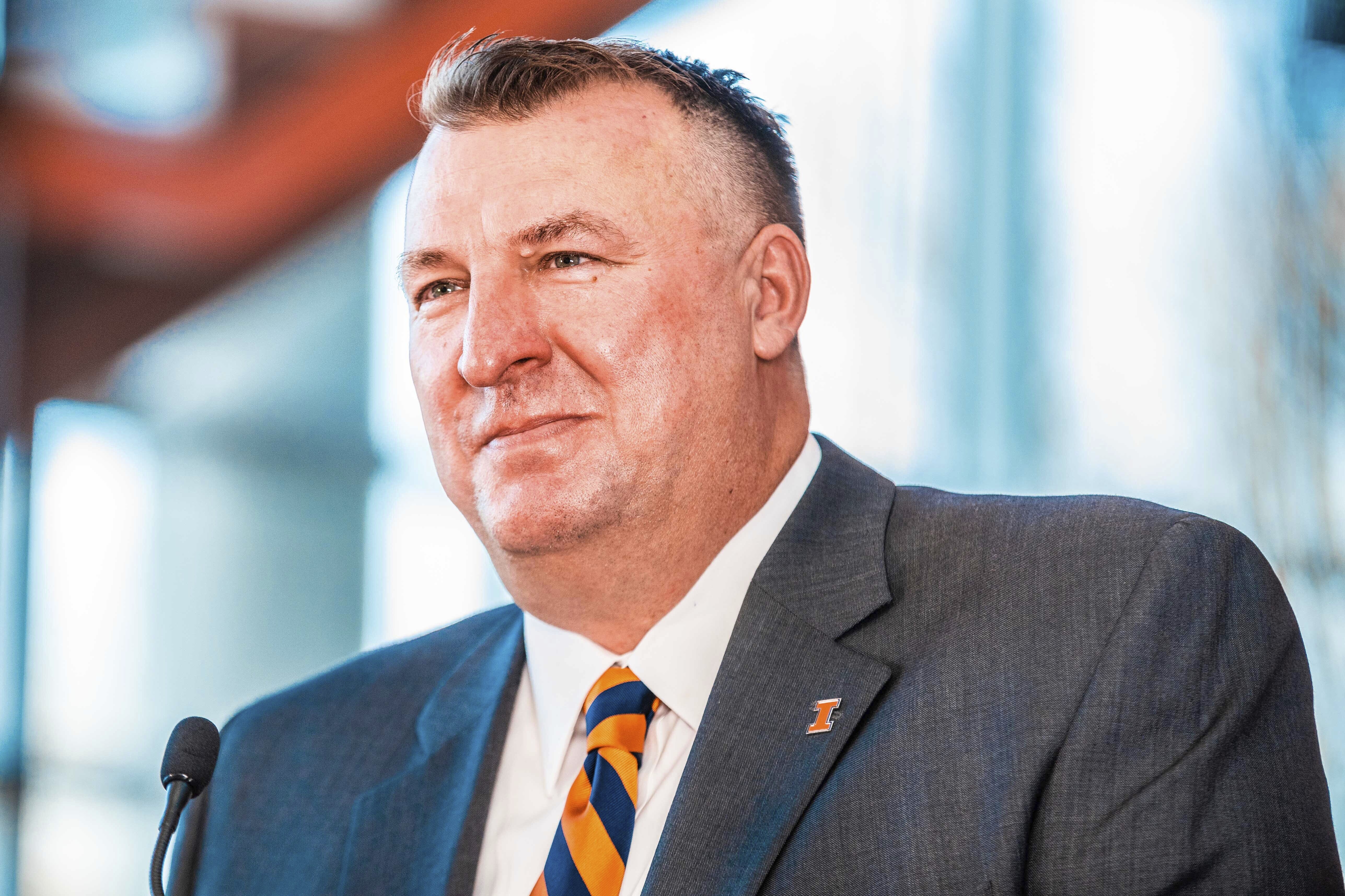 Bret Bielema took over as head coach at Illinois in December 2020, more than three years after being fired by Arkansas.