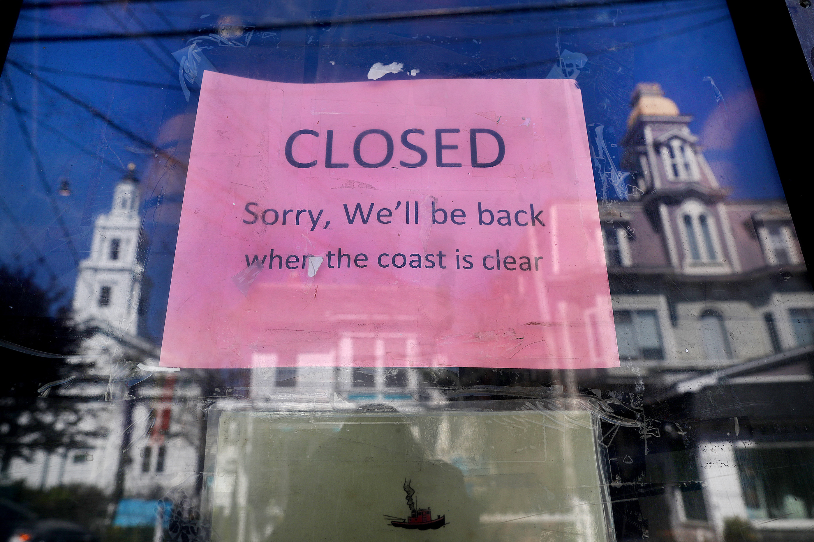 A sign on the Marine Specialty store on Commercial Street.