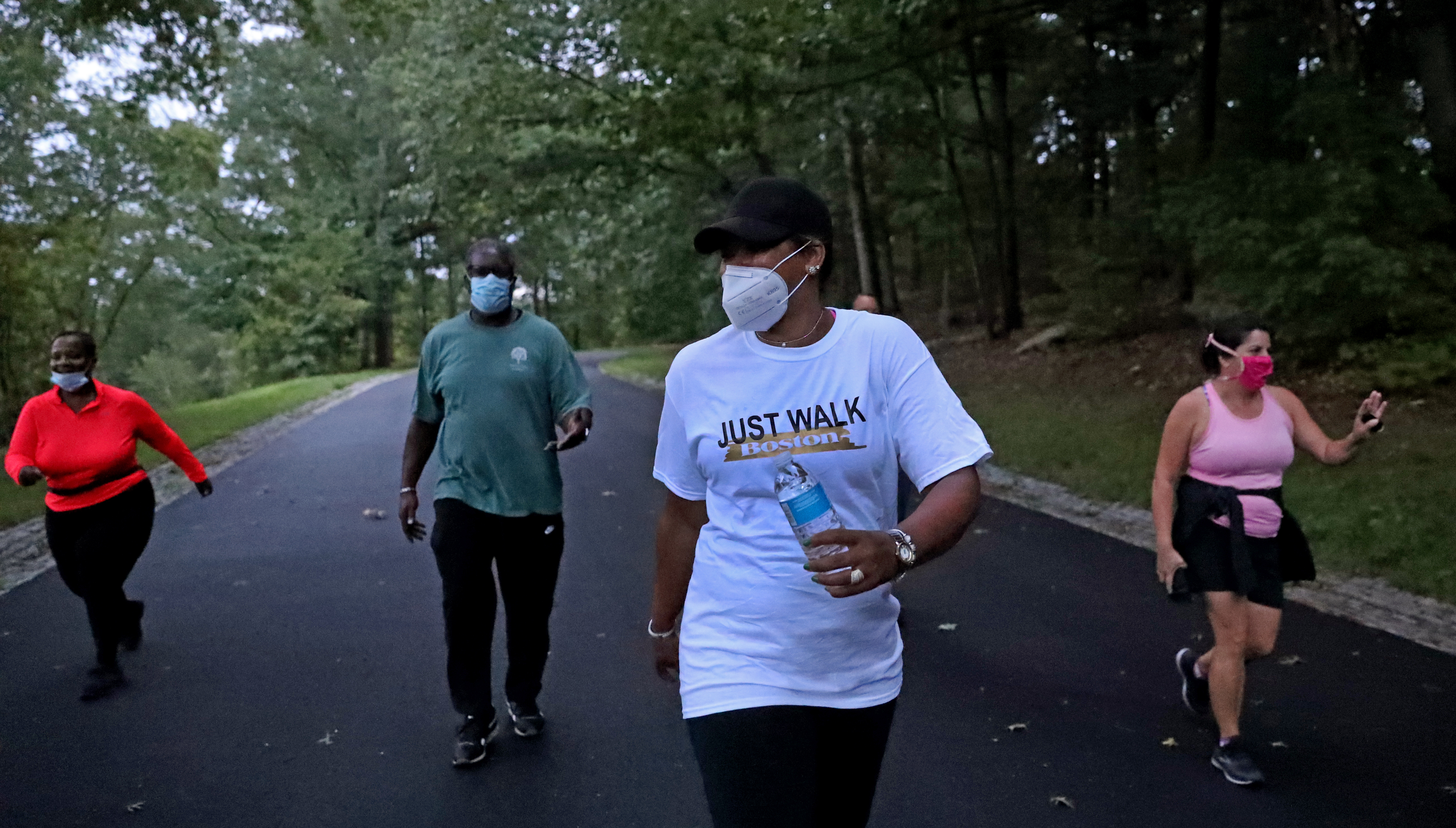 Fitness instructor Brandy Cruthird, front, wanted to help Black communities and essential workers stay fit, active, and socially engaged.