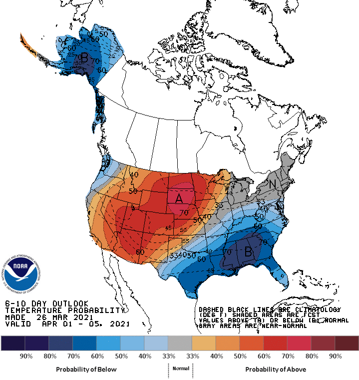 New England is likely to get typical early-April temperatures later next week.