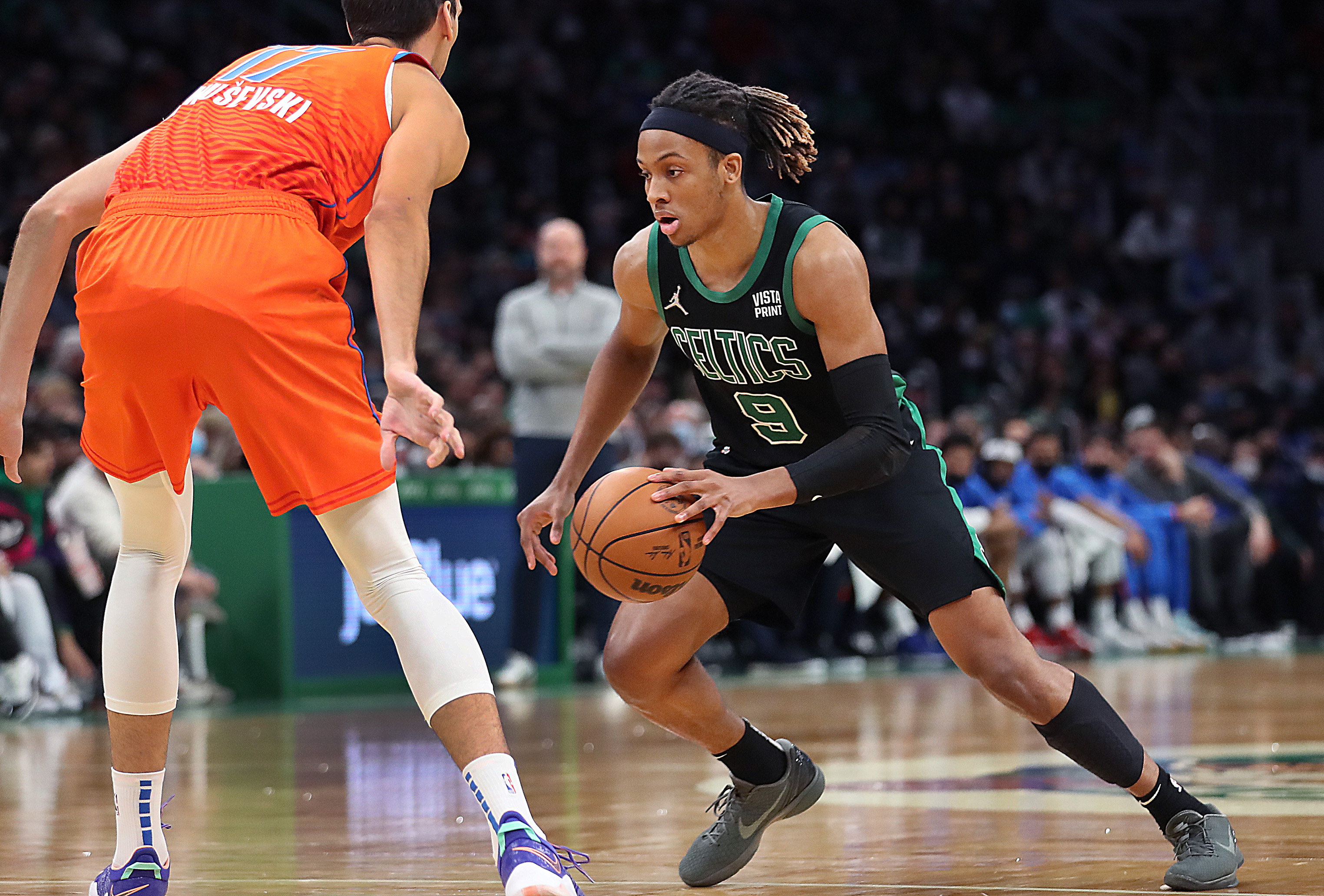 Romeo Langford came off the bench to score just 2 points in 8 minutes, an example of the lack of offensive production the Celtics have been getting from their reserves.