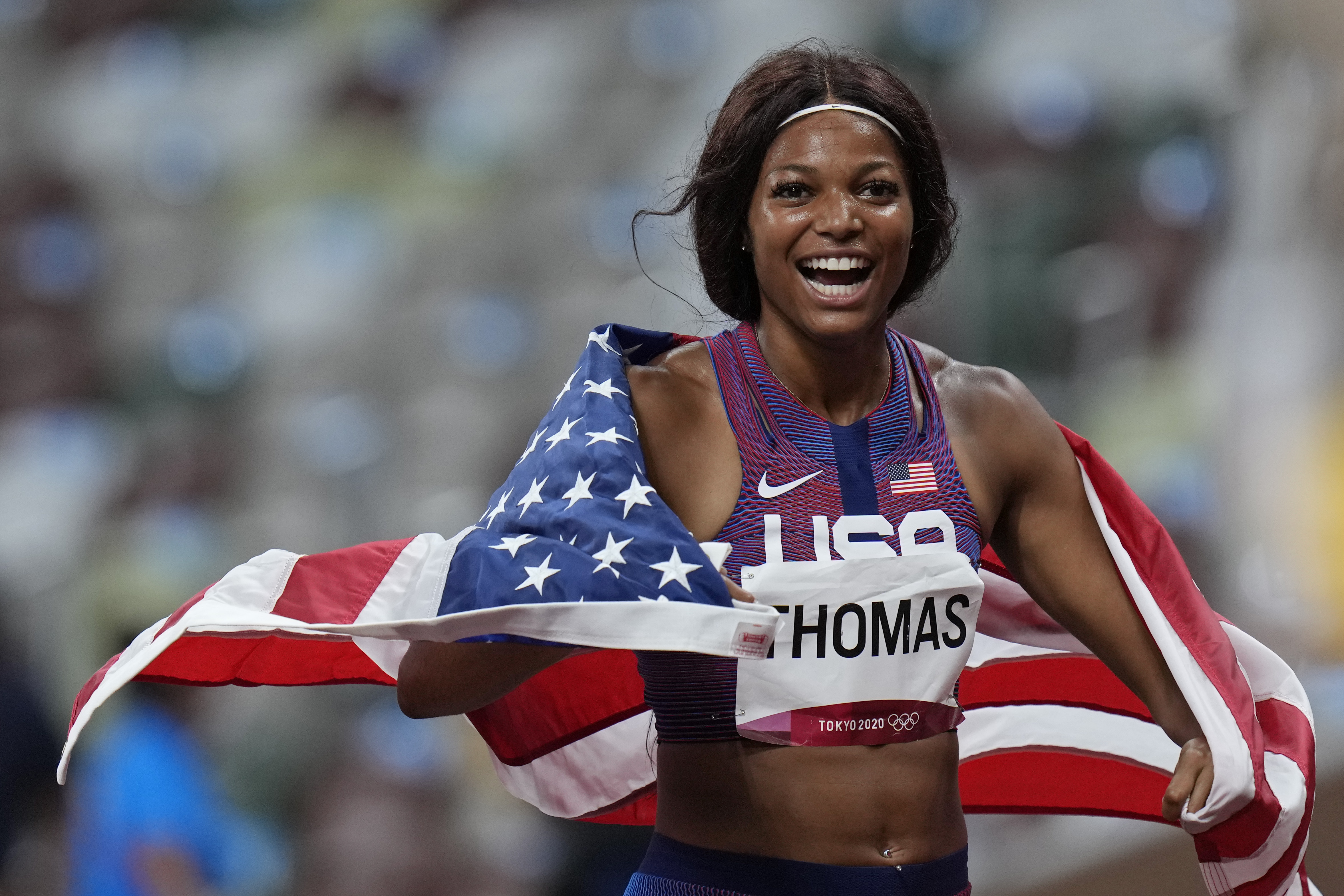 Gabby Thomas brought a couple of medals home from Tokyo.