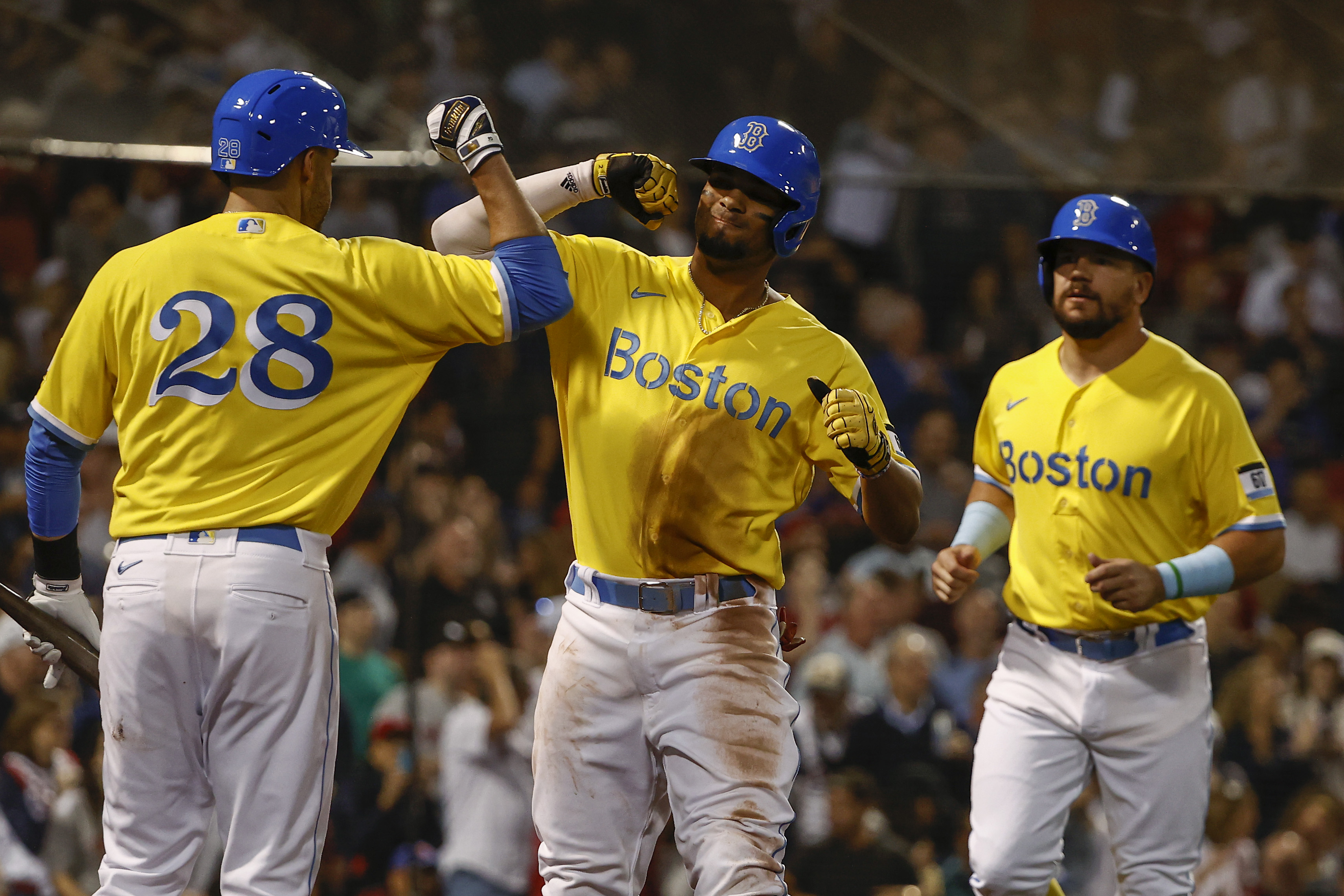 Red Sox without the red: Boston unveils yellow uniforms with Marathon in  mind - The Athletic