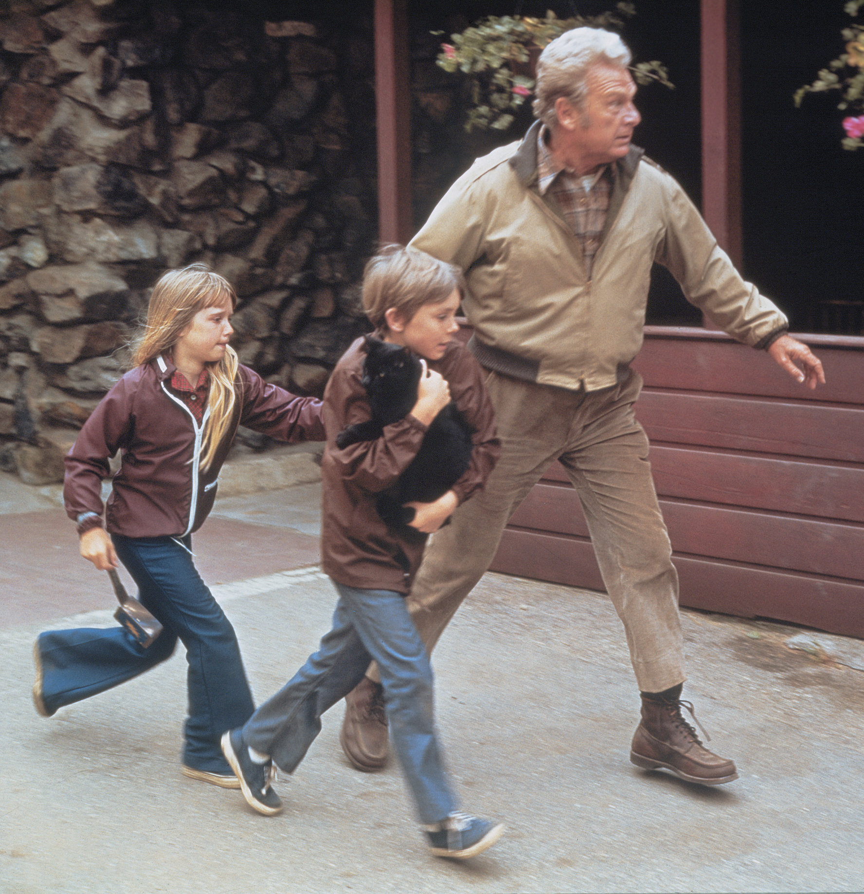 Left to right: Kim Richards, Ike Eisenmann and Eddie Albert in "Escape to Witch Mountain." 